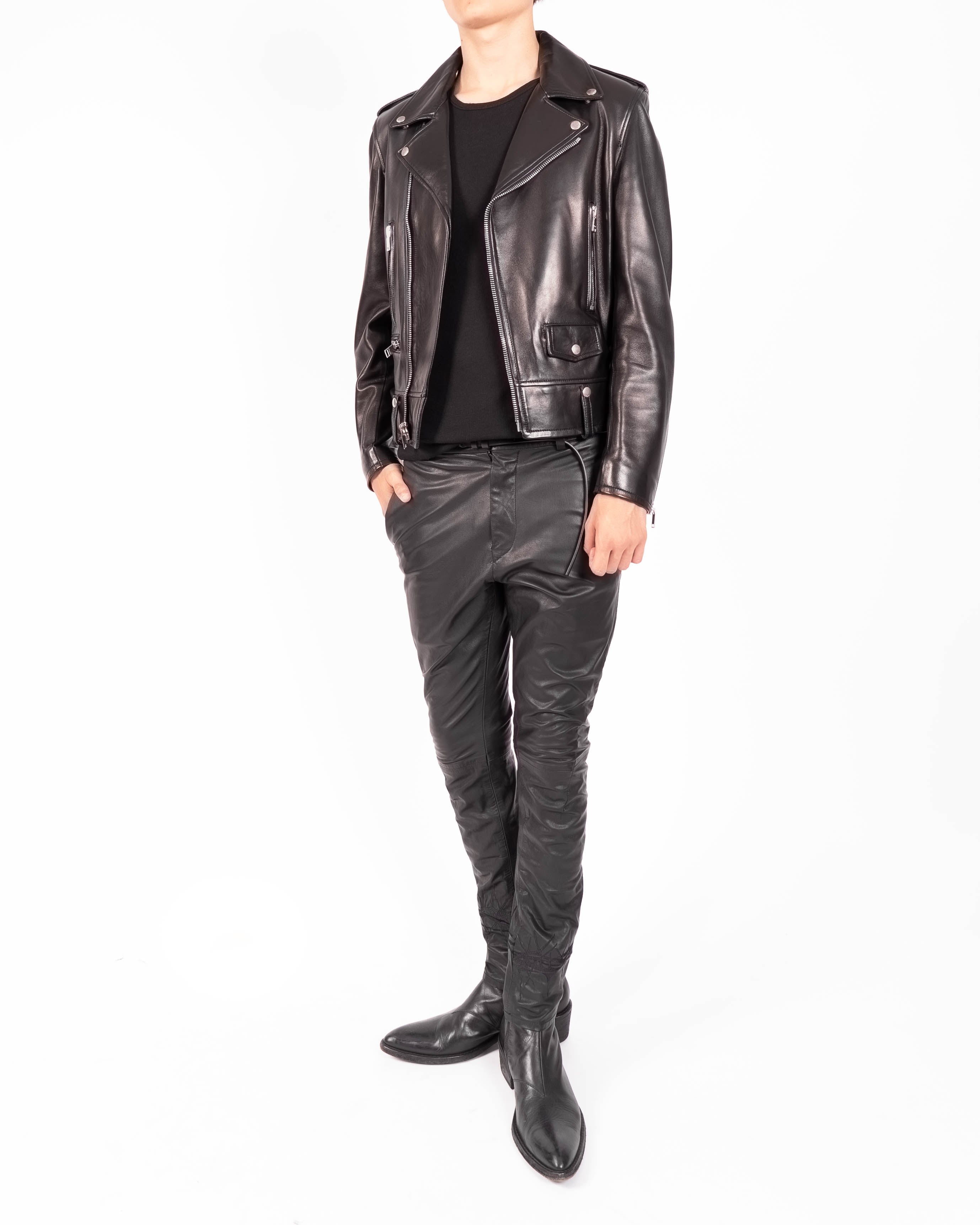 SS13 Classic L01 Biker jacket in Black Lamb Leather
