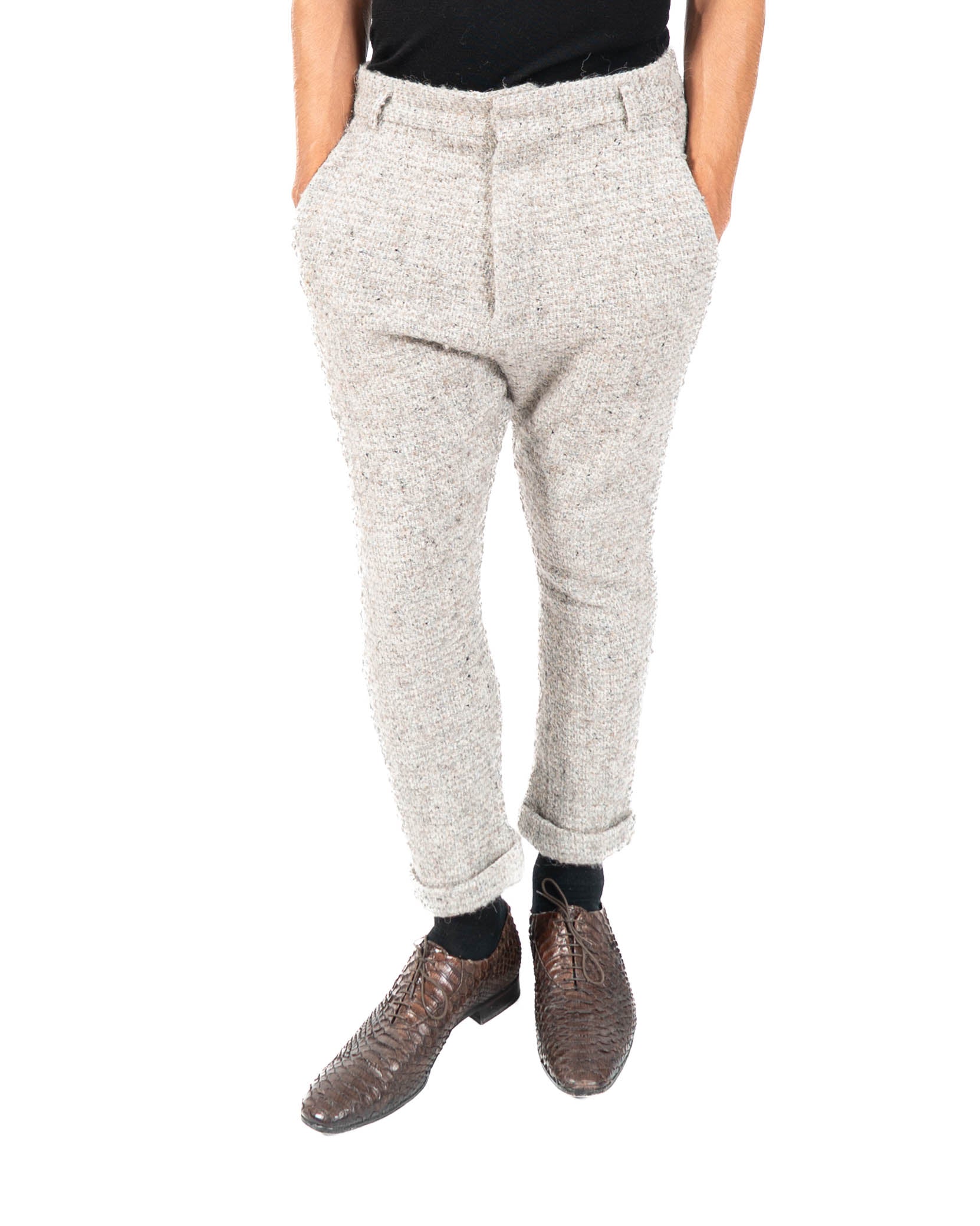 FW14 Cropped Trousers in Grey Boucle Wool