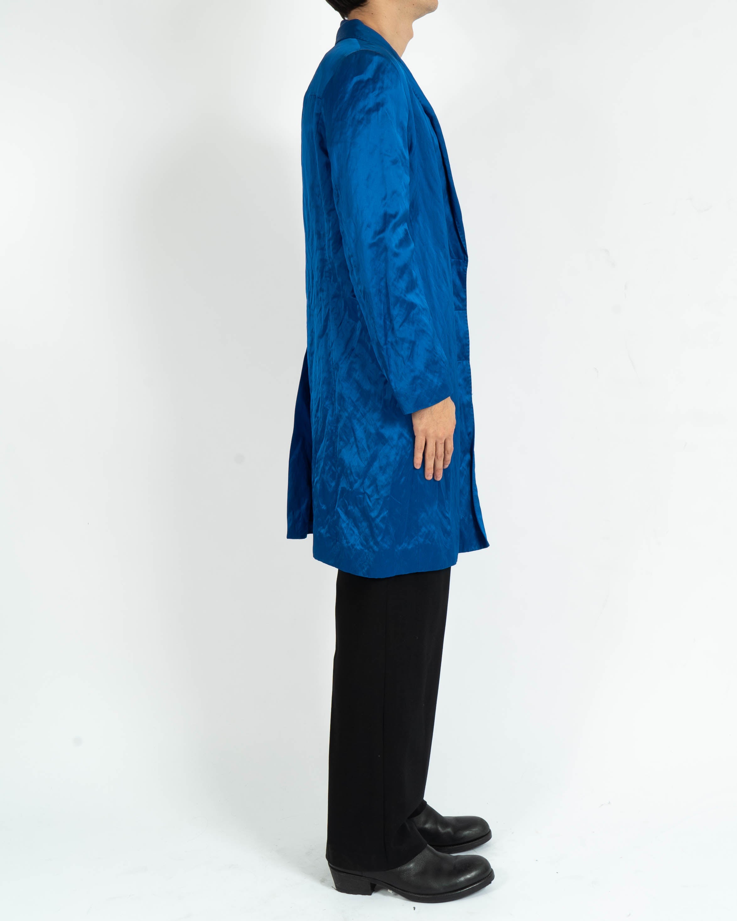 SS18 Blue Satin Overcoat
