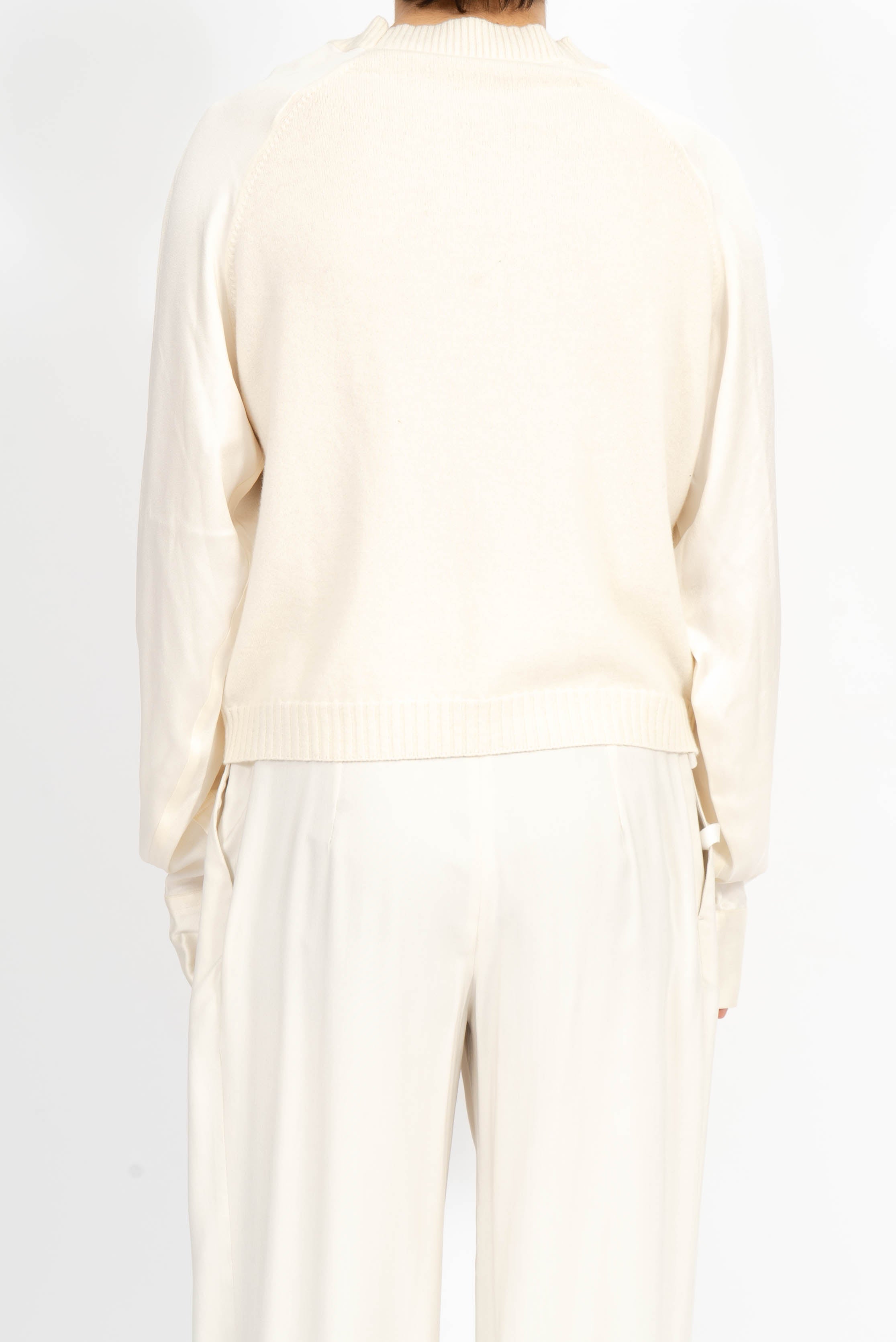 SS18 Knit with Satin Sleeves Ivory