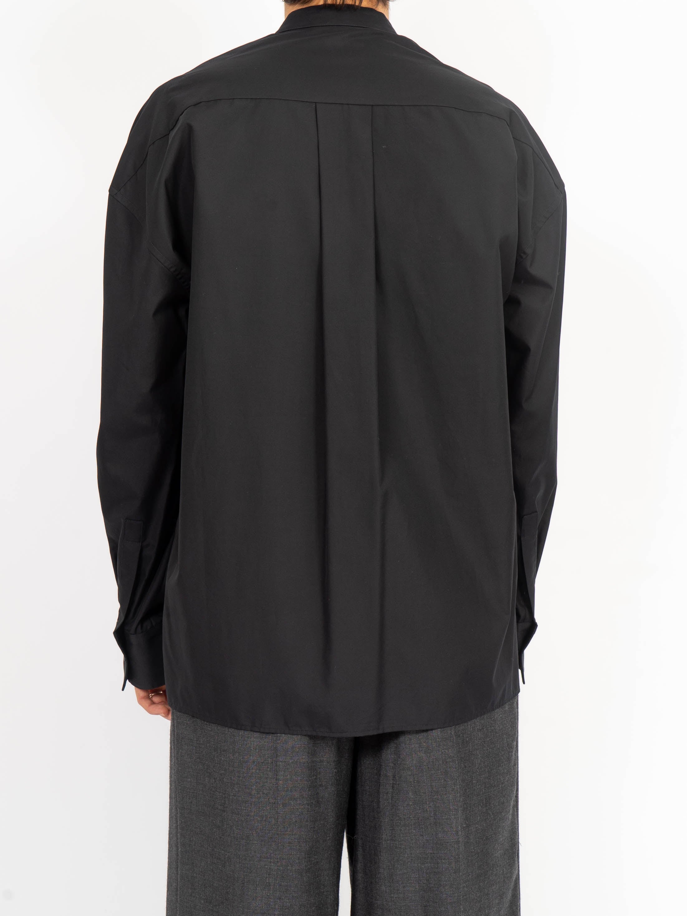 SS18 Oversized Cotton Shirt Scarf Collar Black