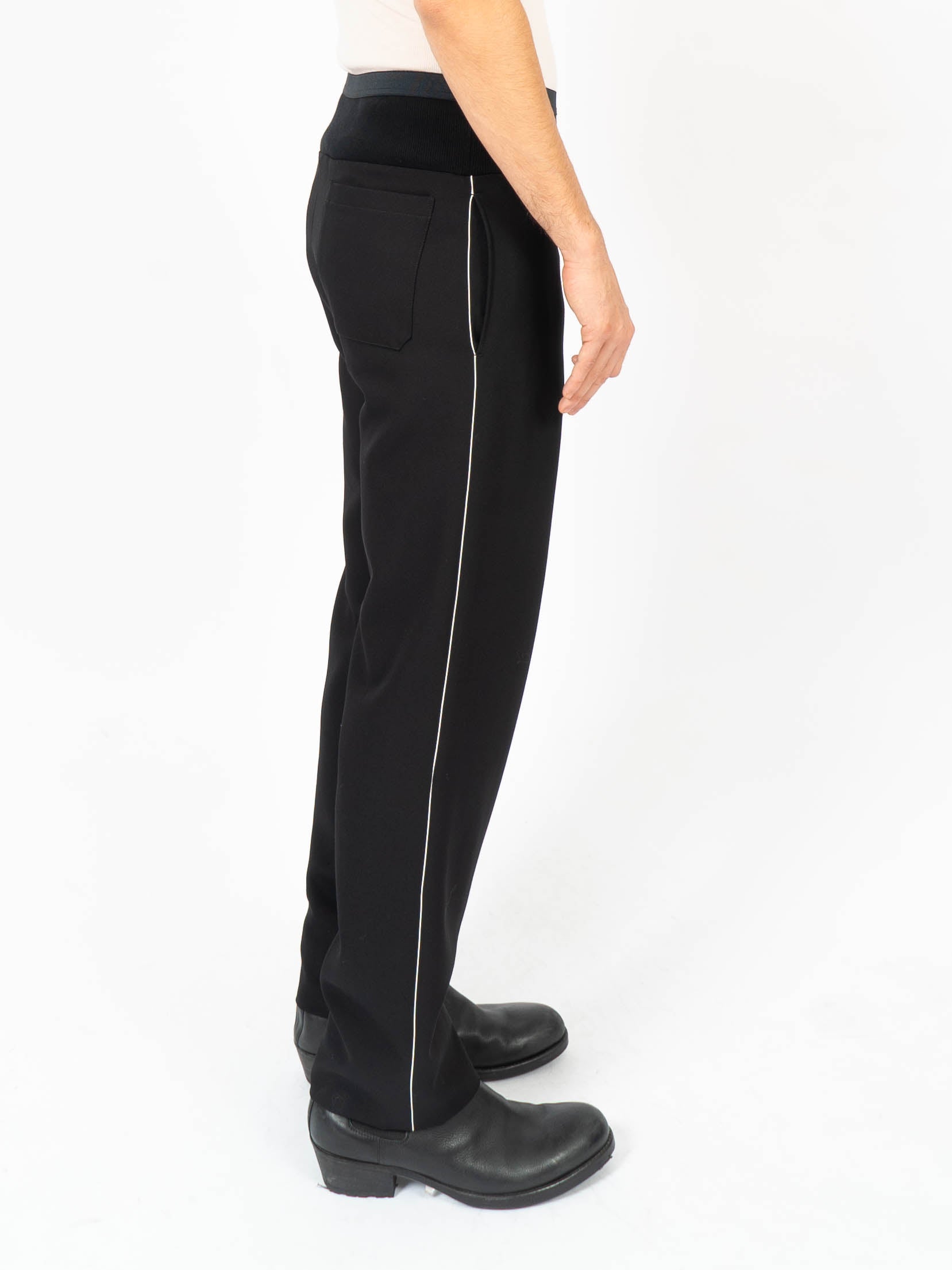 SS20 Black Relaxed Wool Trousers with Elastic Waist