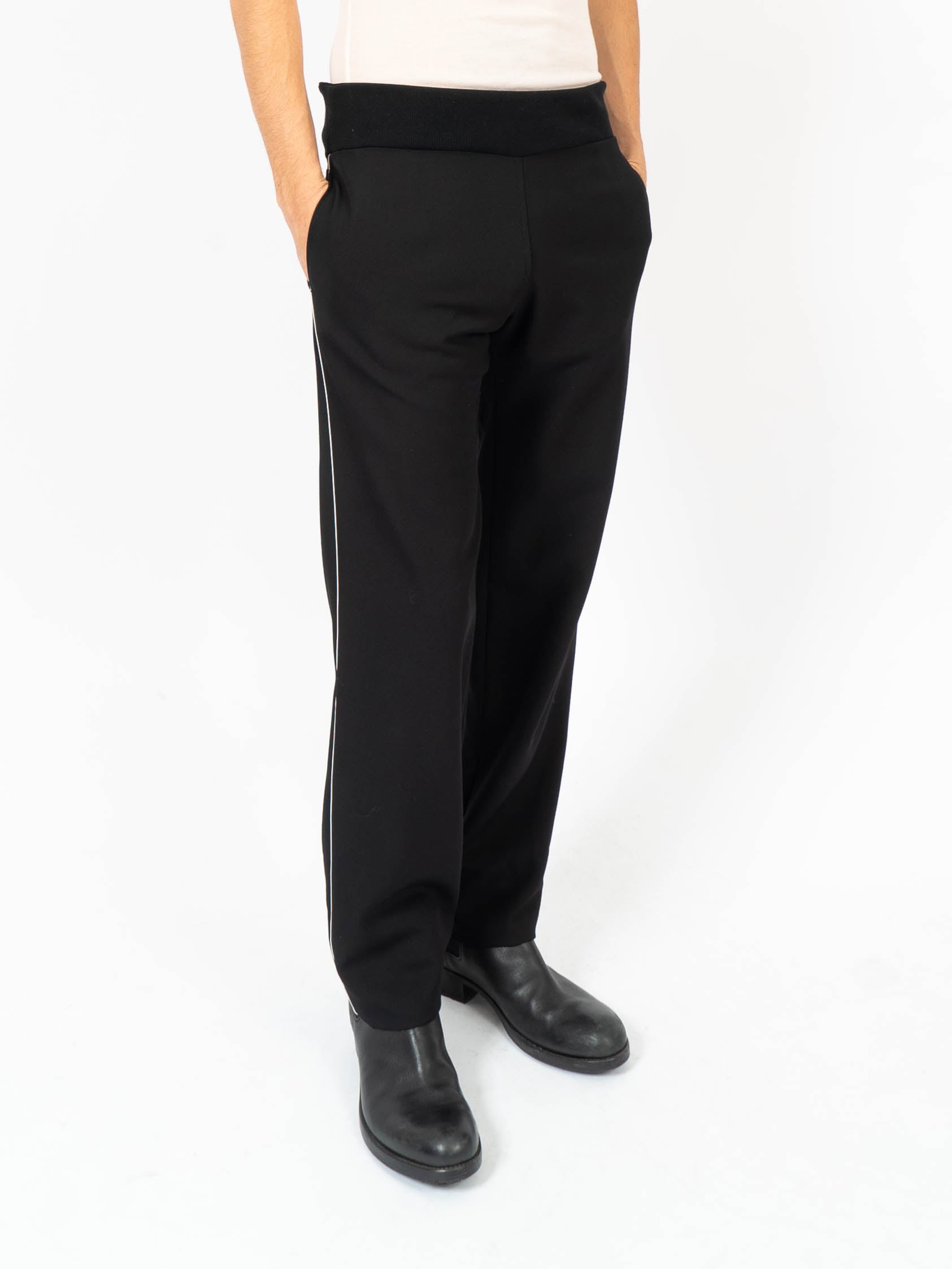SS20 Black Relaxed Wool Trousers with Elastic Waist
