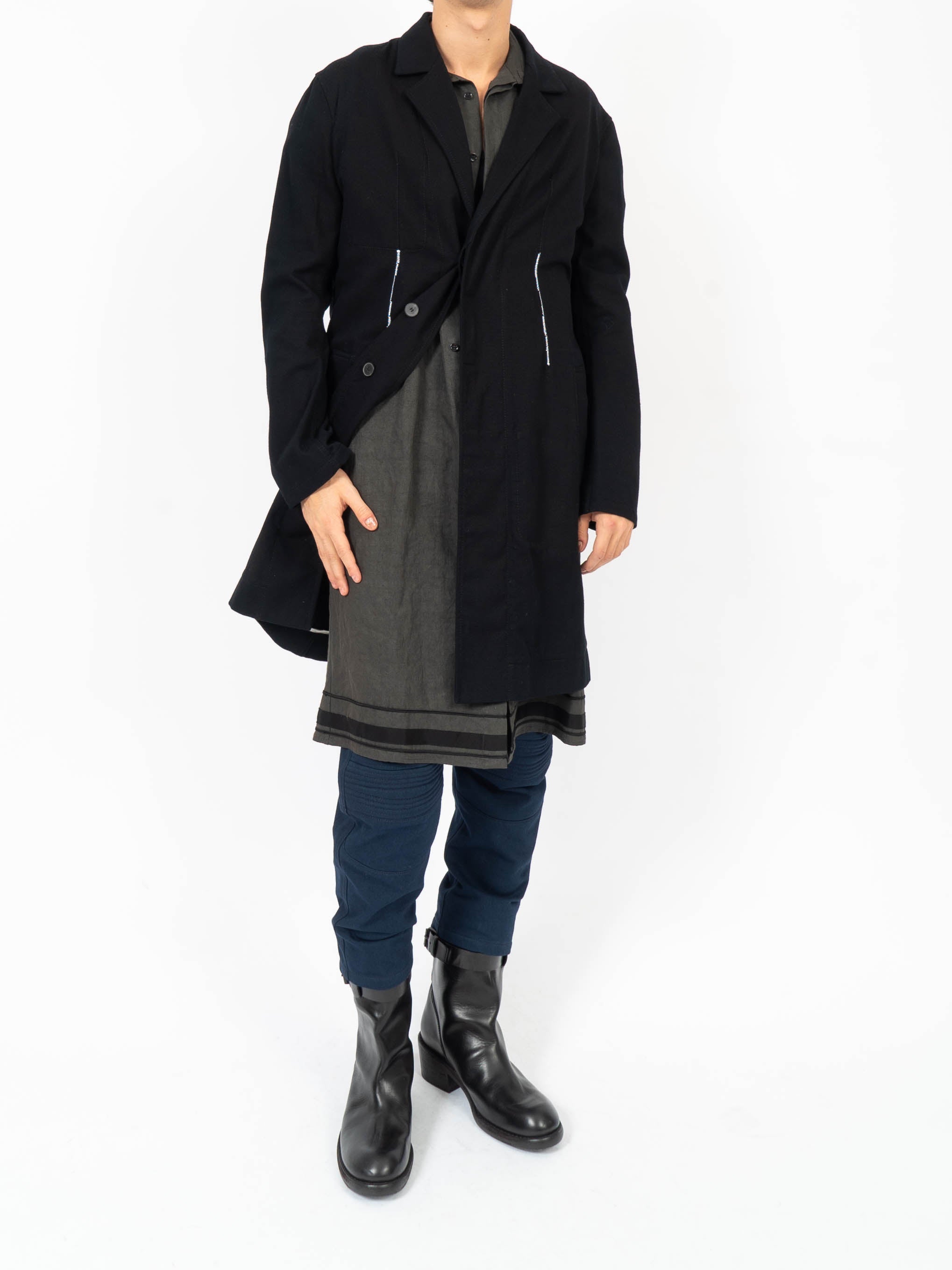 SS18 Black Cotton Workwear Coat