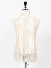 Load image into Gallery viewer, White Pleated Silk Scarf