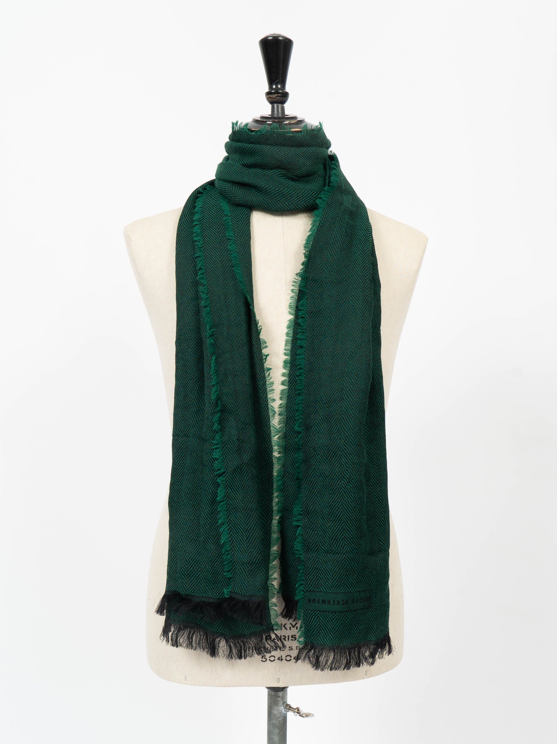 Green/Black Chevron Wool Scarf