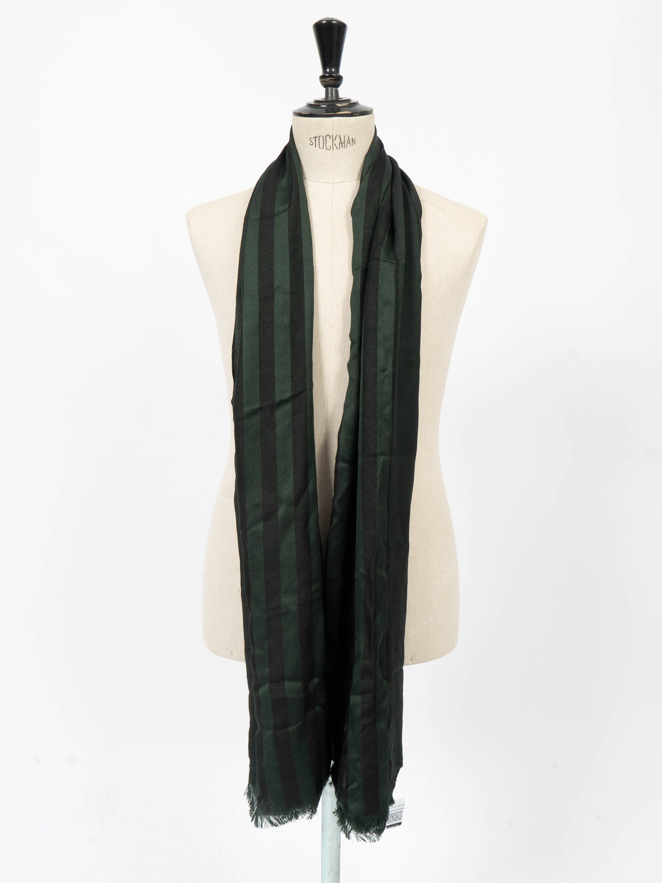 SS18 Green Striped Wool Scarf