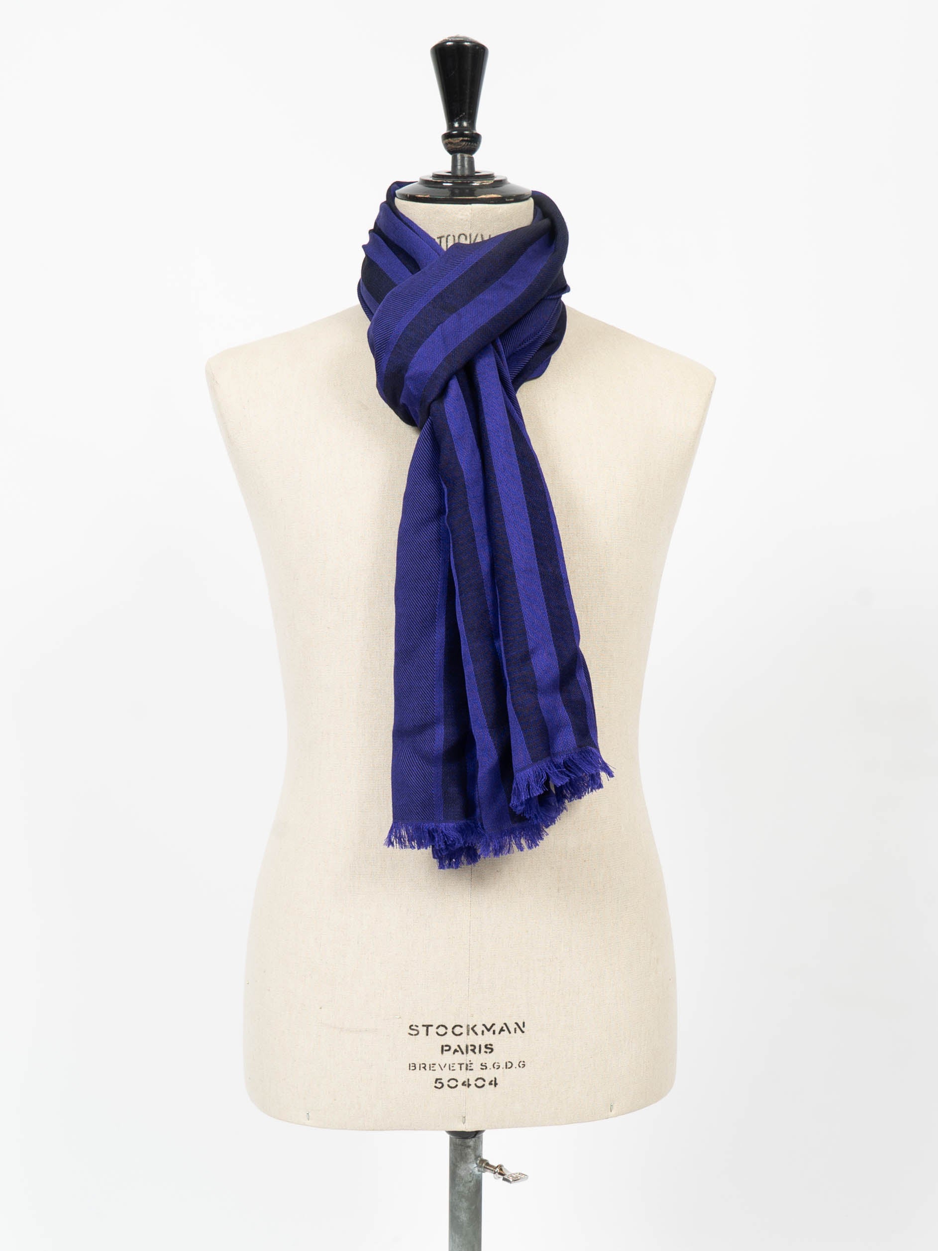 SS18 Purple Striped Wool Scarf