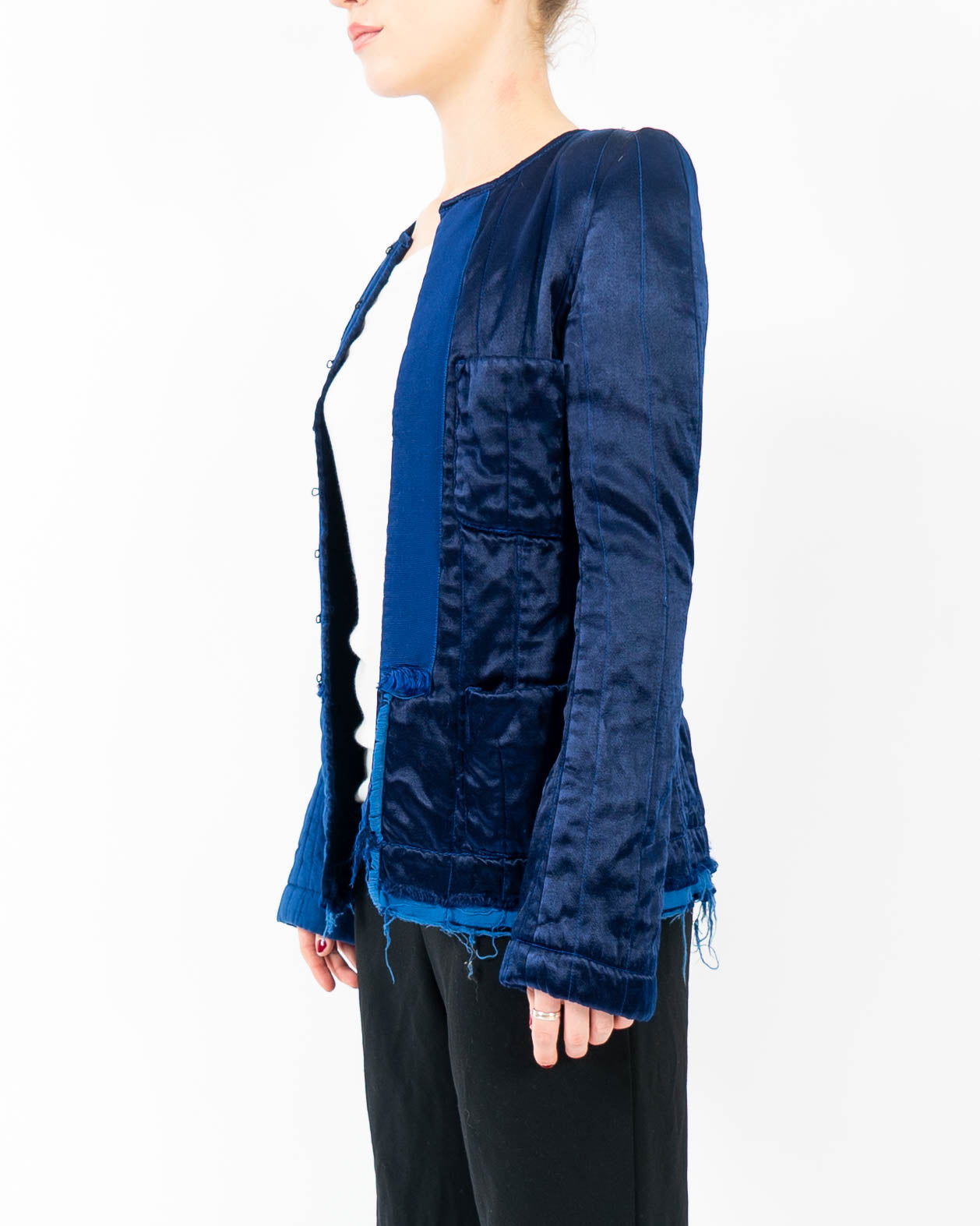 FW18 Blue Satin Distressed Jacket