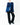 FW18 Distressed Round Shoulder Jacket in Blue Silk Satin and Viscose