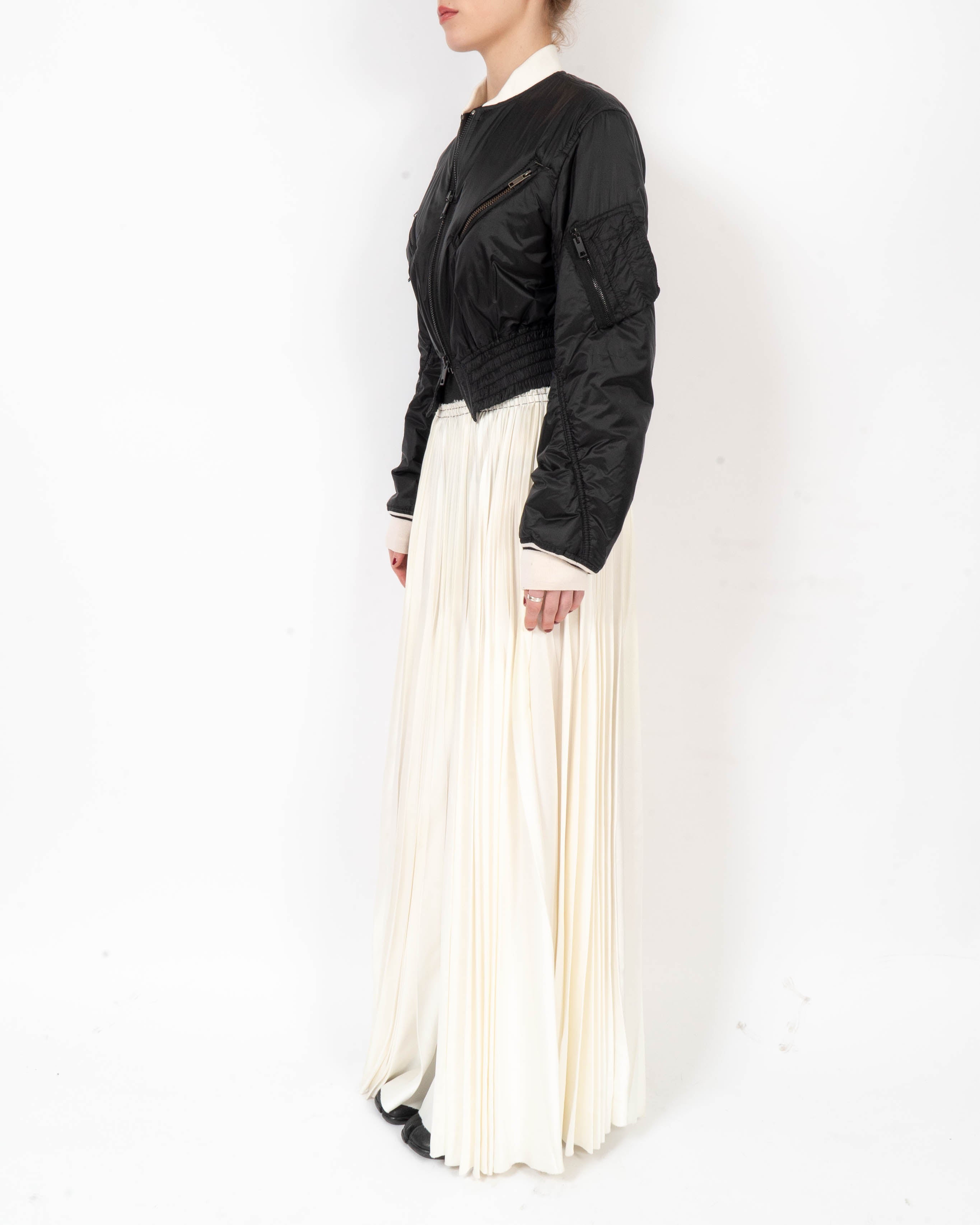 FW15 Oversized Pleated Skirt in White Viscose