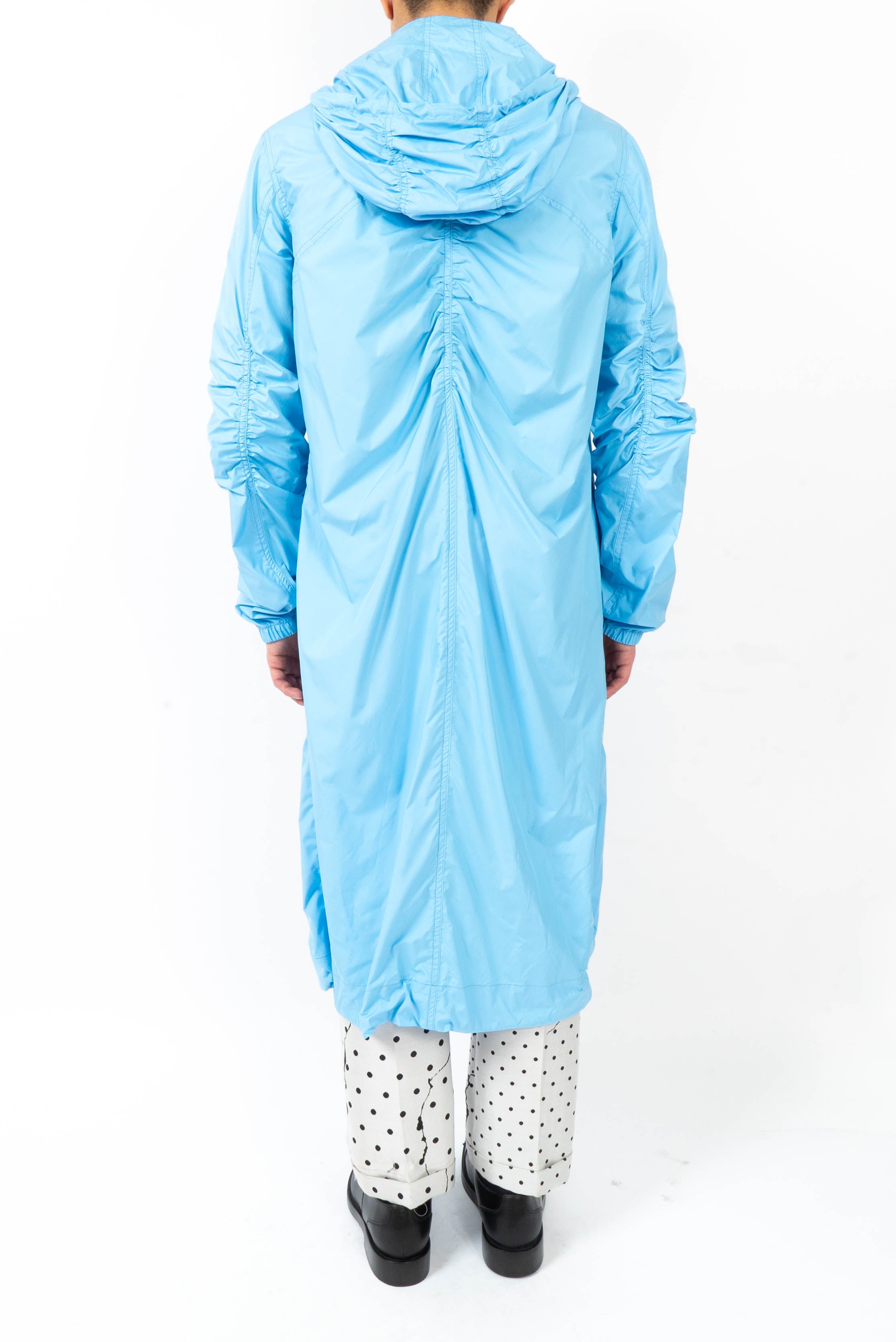 FW20 Blue Nylon Draped Raincoat