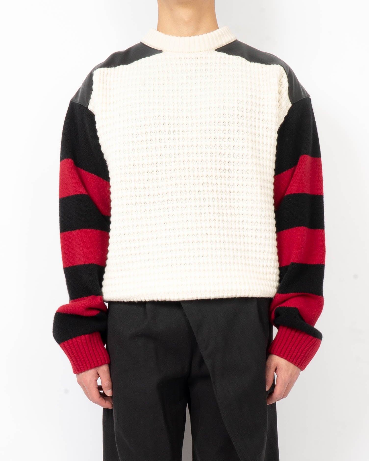 FW19 Knit & Leather Striped Sweater