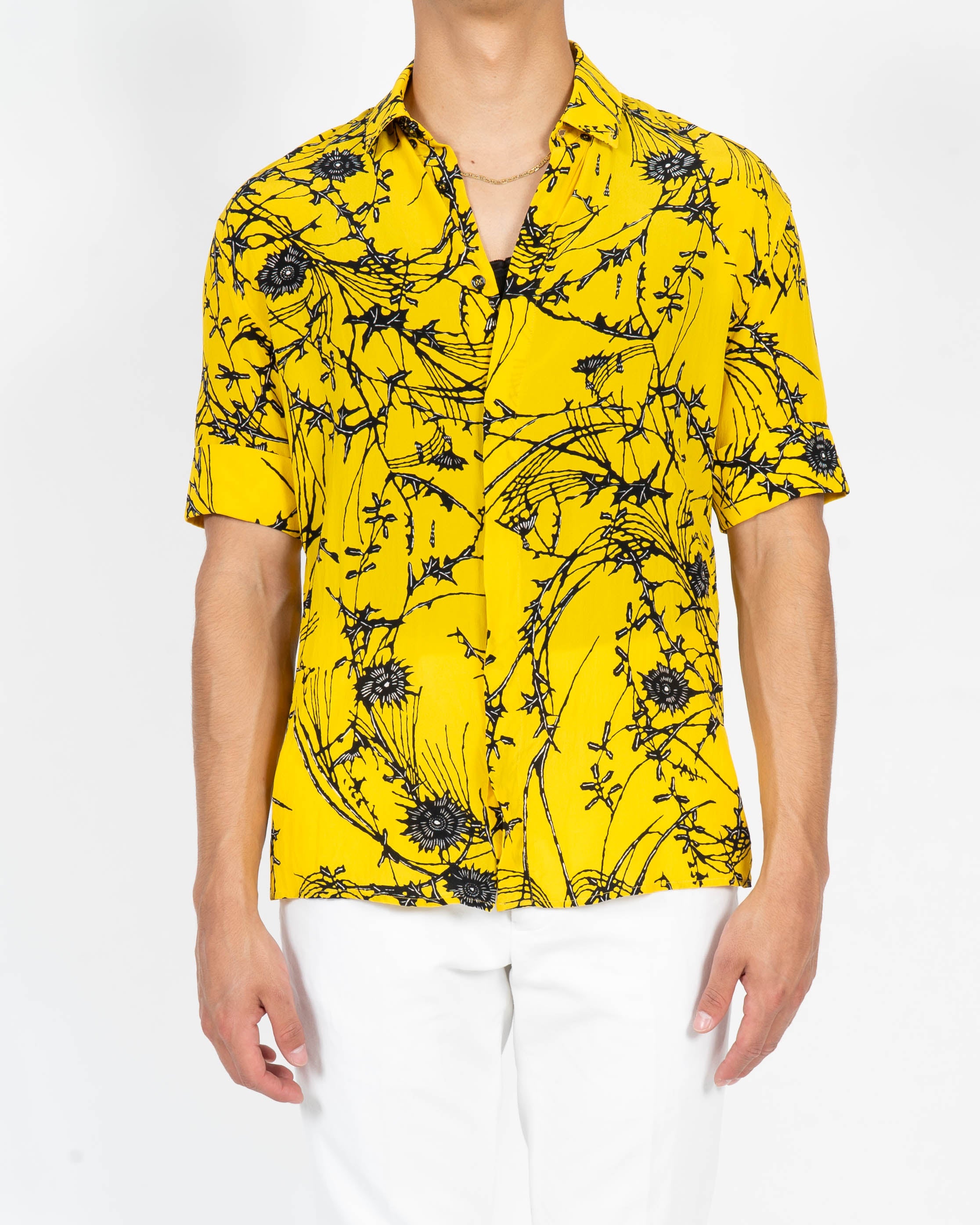 SS17 Yellow Floral Silk Shortsleeve Shirt