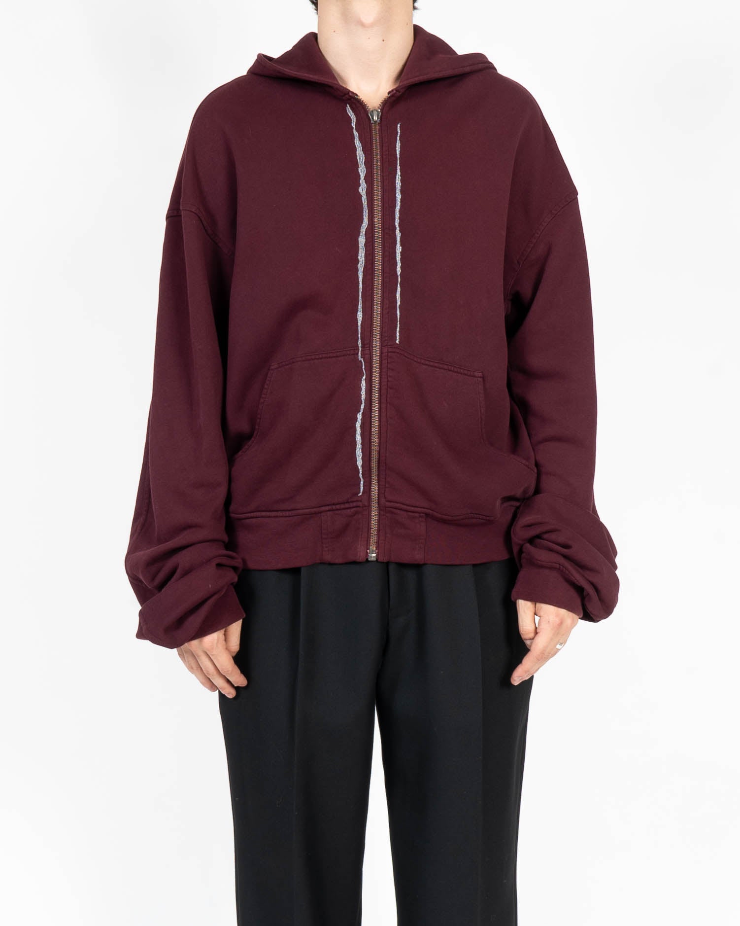 FW17 Burgundy Embroidered Zip Hoodie