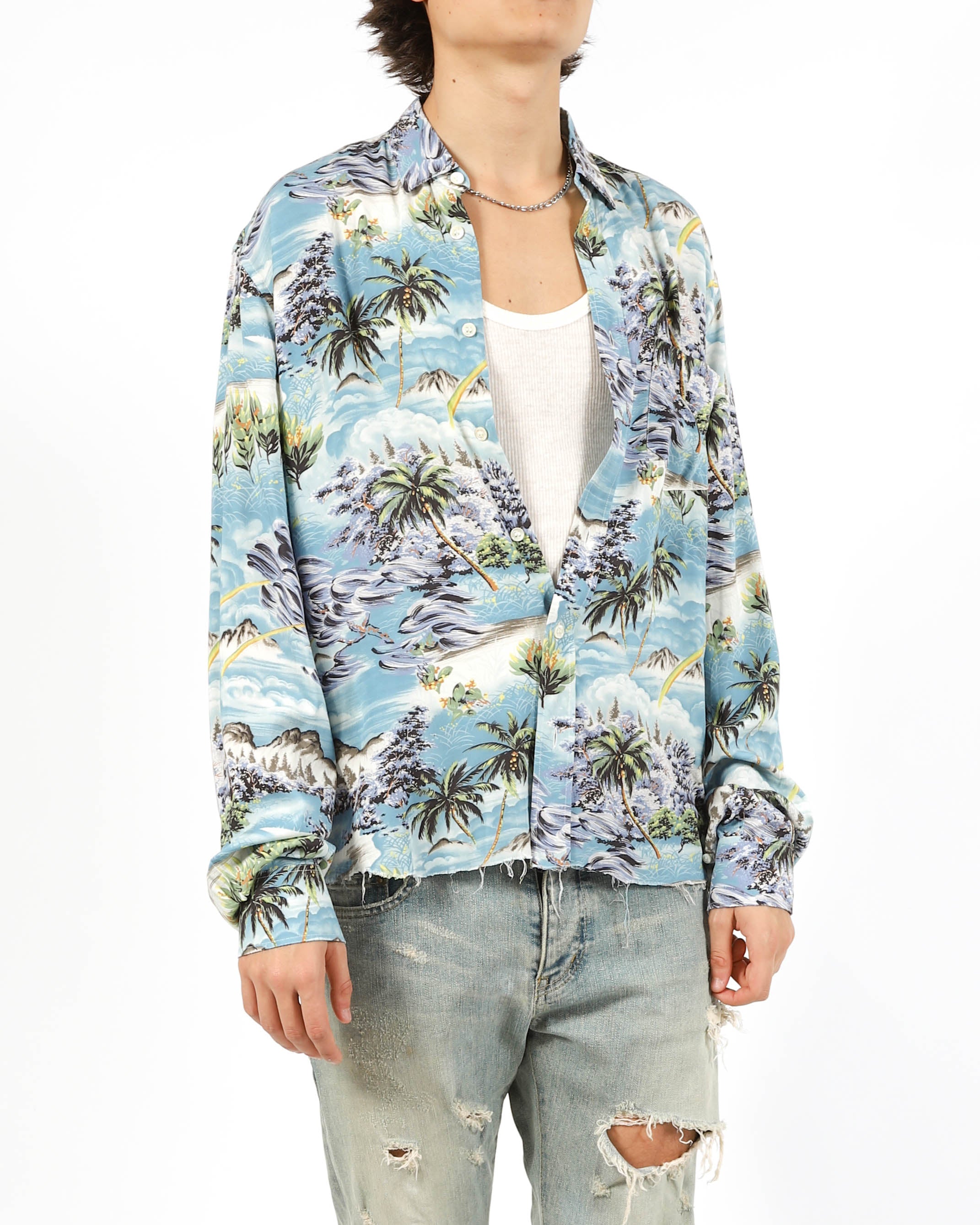 SS16 Raw Hem Hawai Shirt in Printed Viscose
