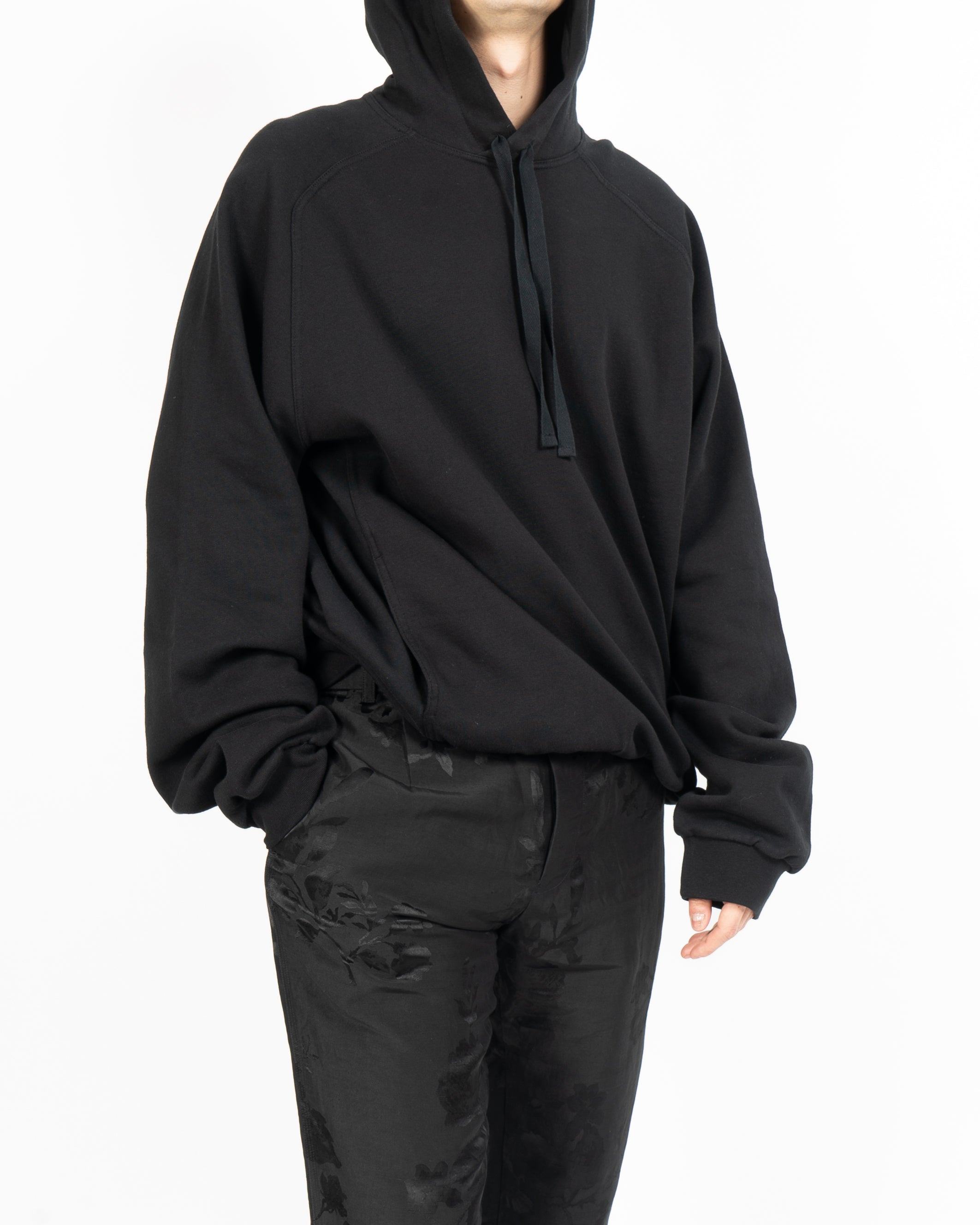 FW20 Oversized Embroidered Hoodie in Black Perth Cotton