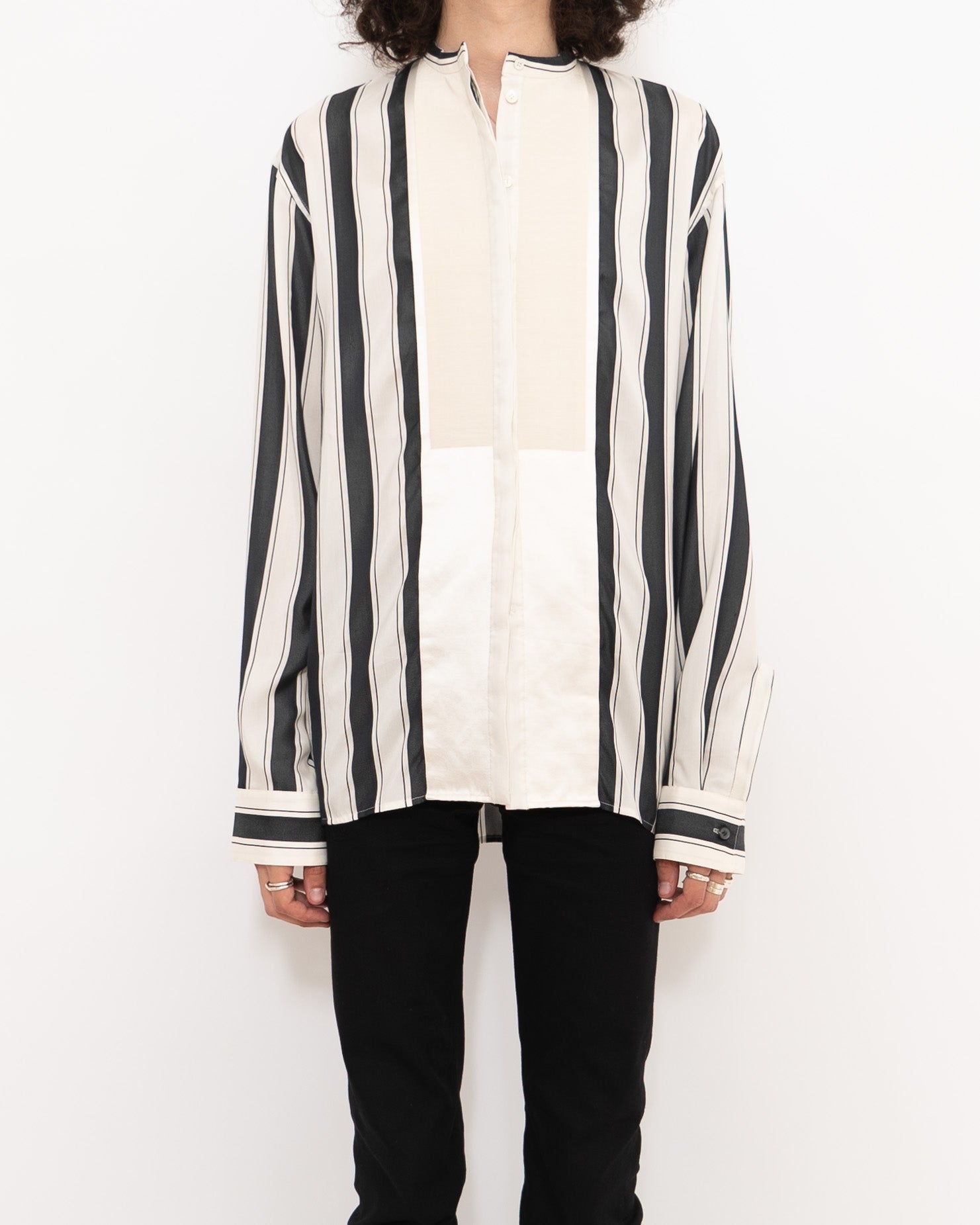 SS17 Oversized Striped Silk Shirt Sample