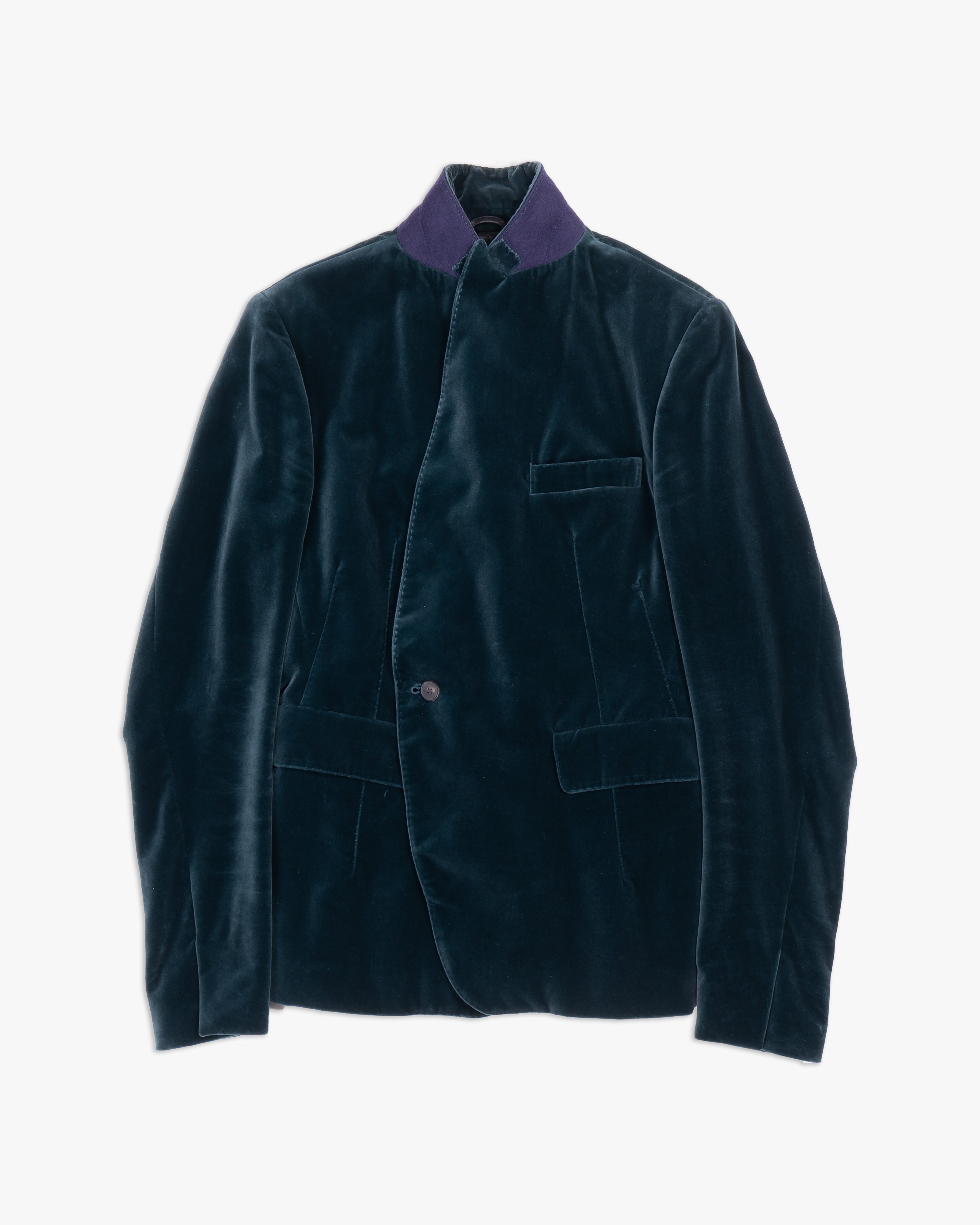 FW15 Double-Breasted Blazer in Green Velvet