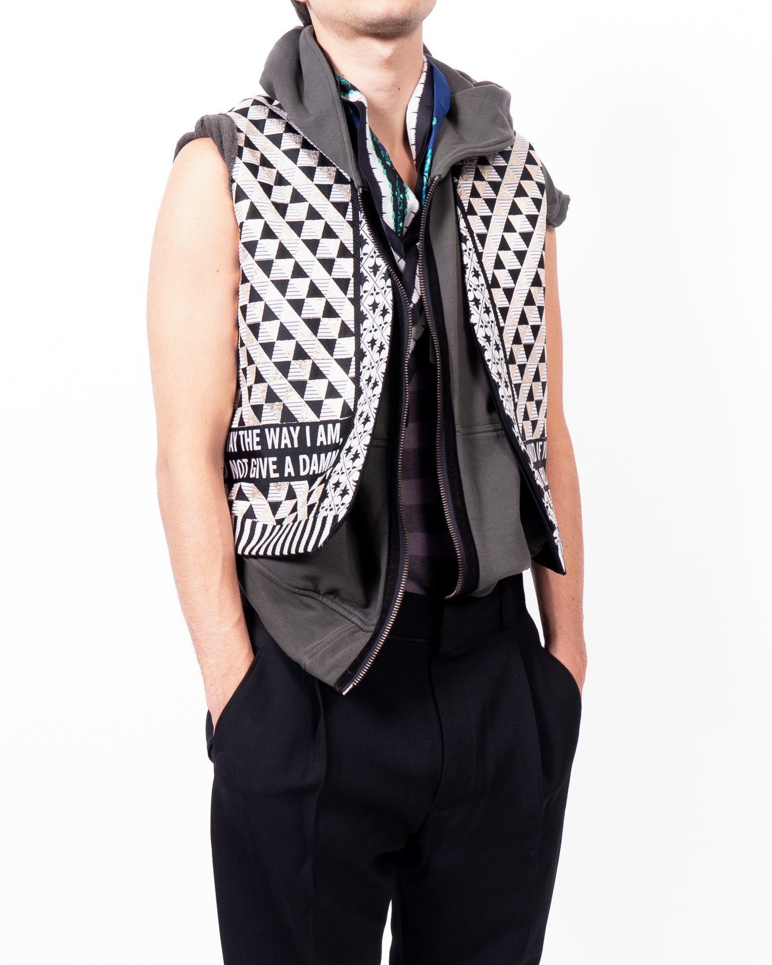 FW20 Open Waistcoat in Silk Jacquard