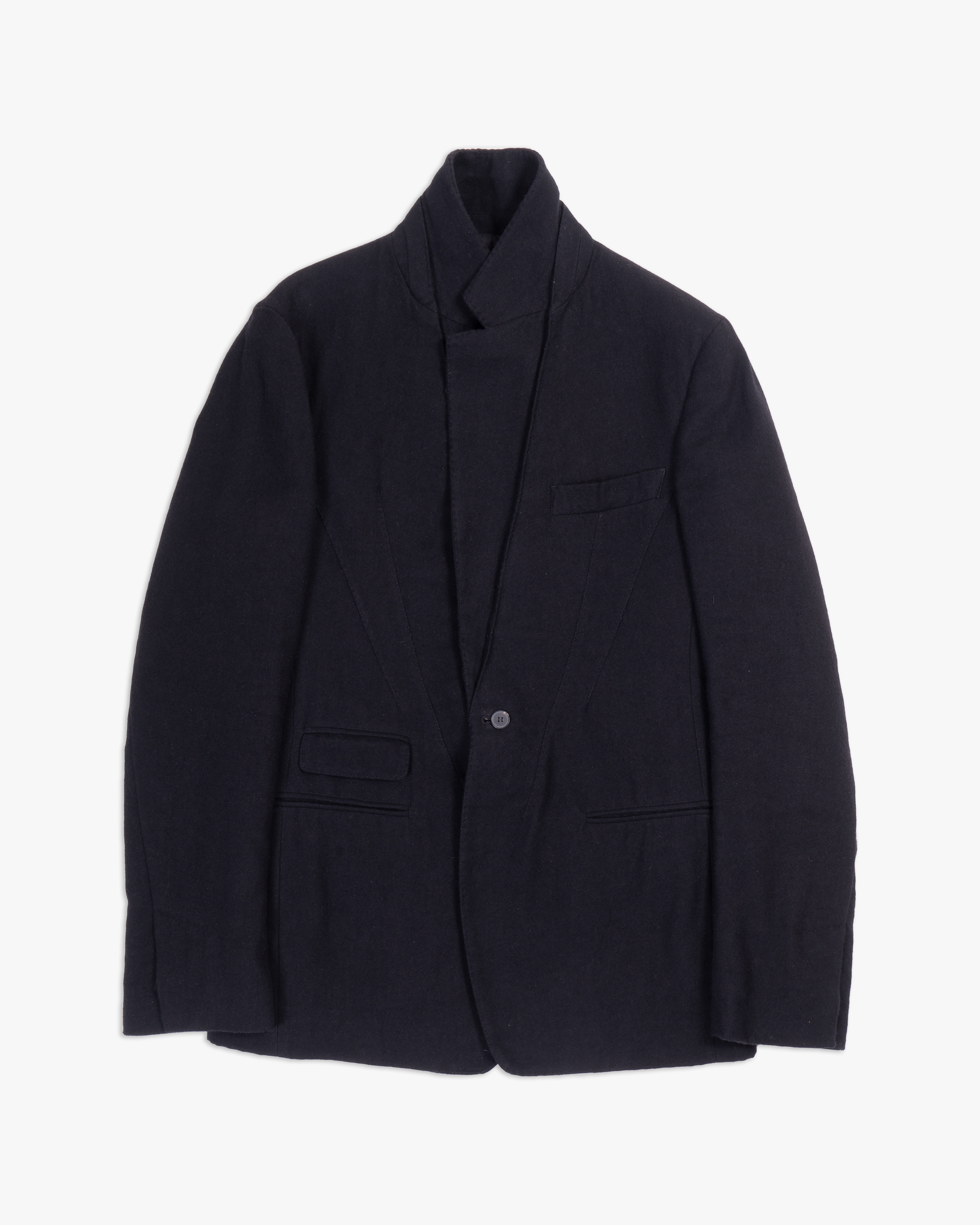 FW16 Military Blazer in Black Wool