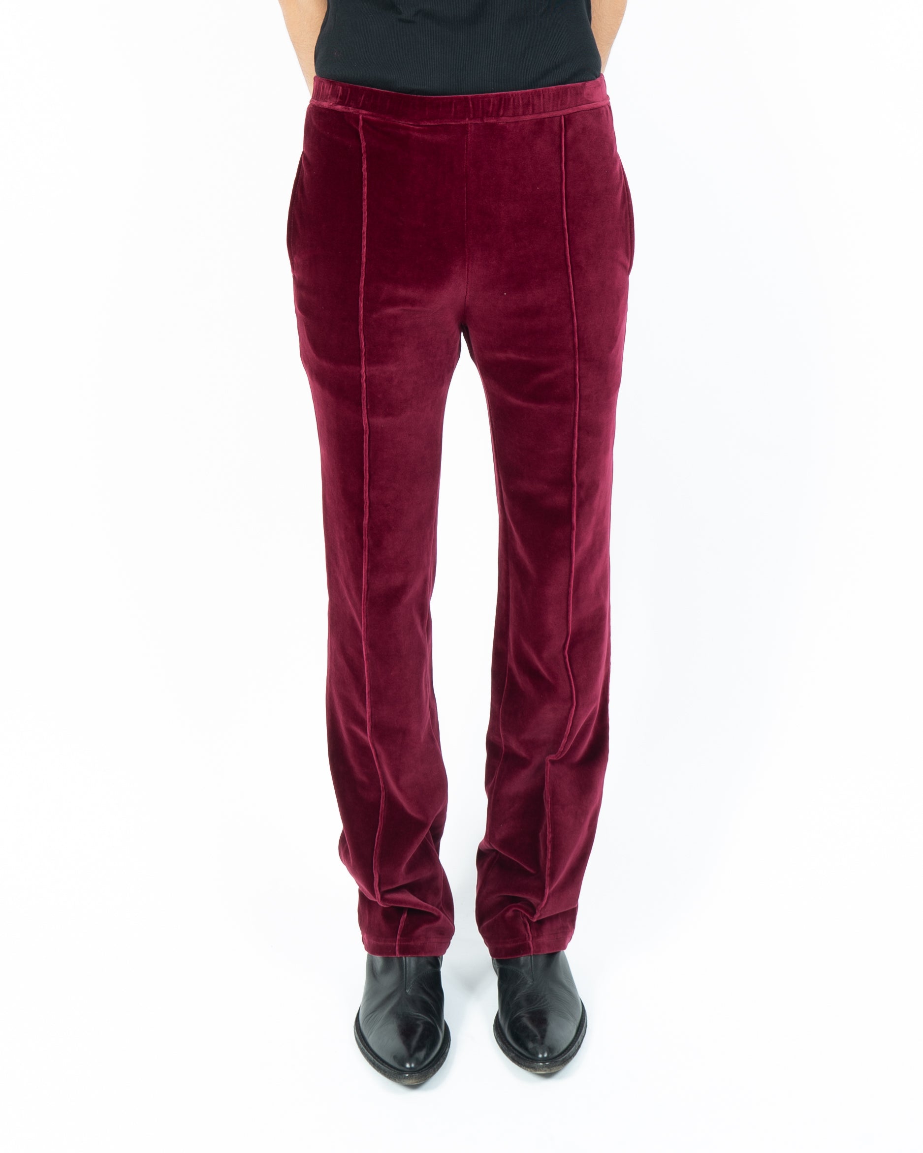 FW20 Pleated Trousers in Red Velvet