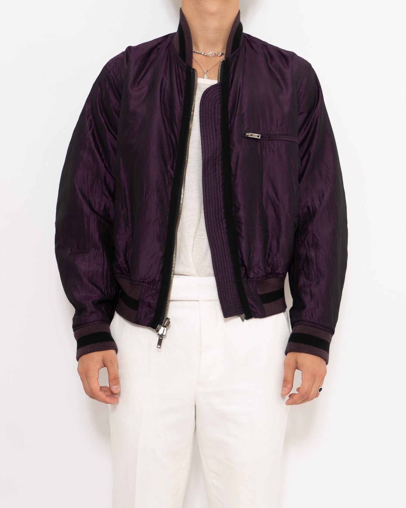 SS14 Burgundy/Purple Reversible Silk Bomber