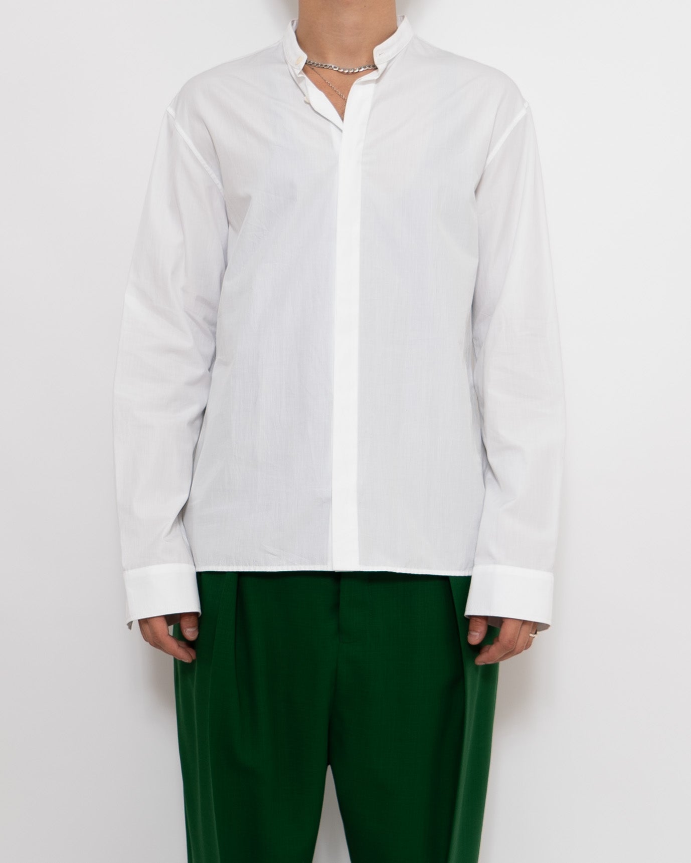 FW20 White Byron Mao Collar Shirt