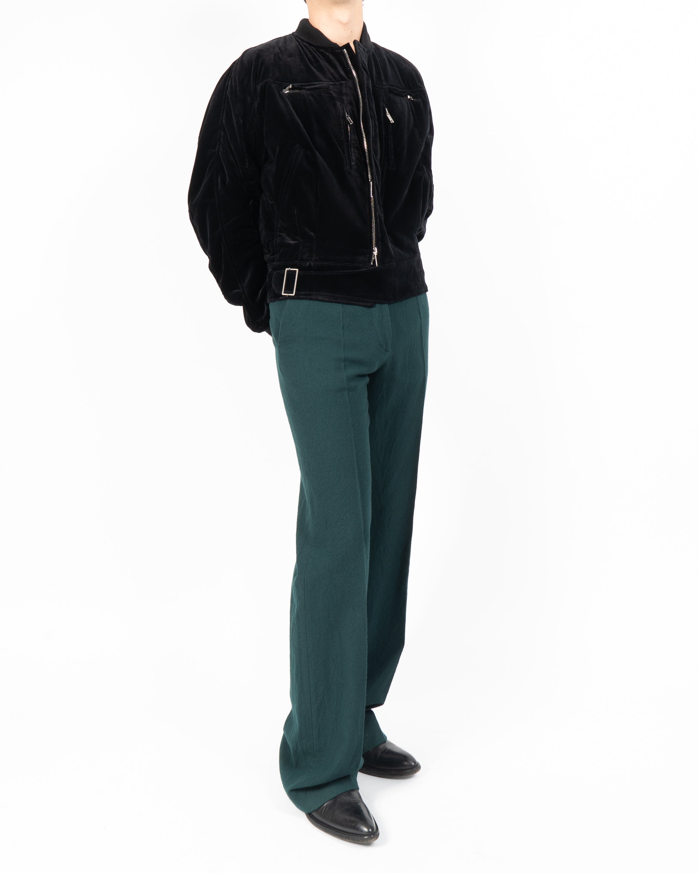 FW11 Flared Trousers in Forrest Green Wool