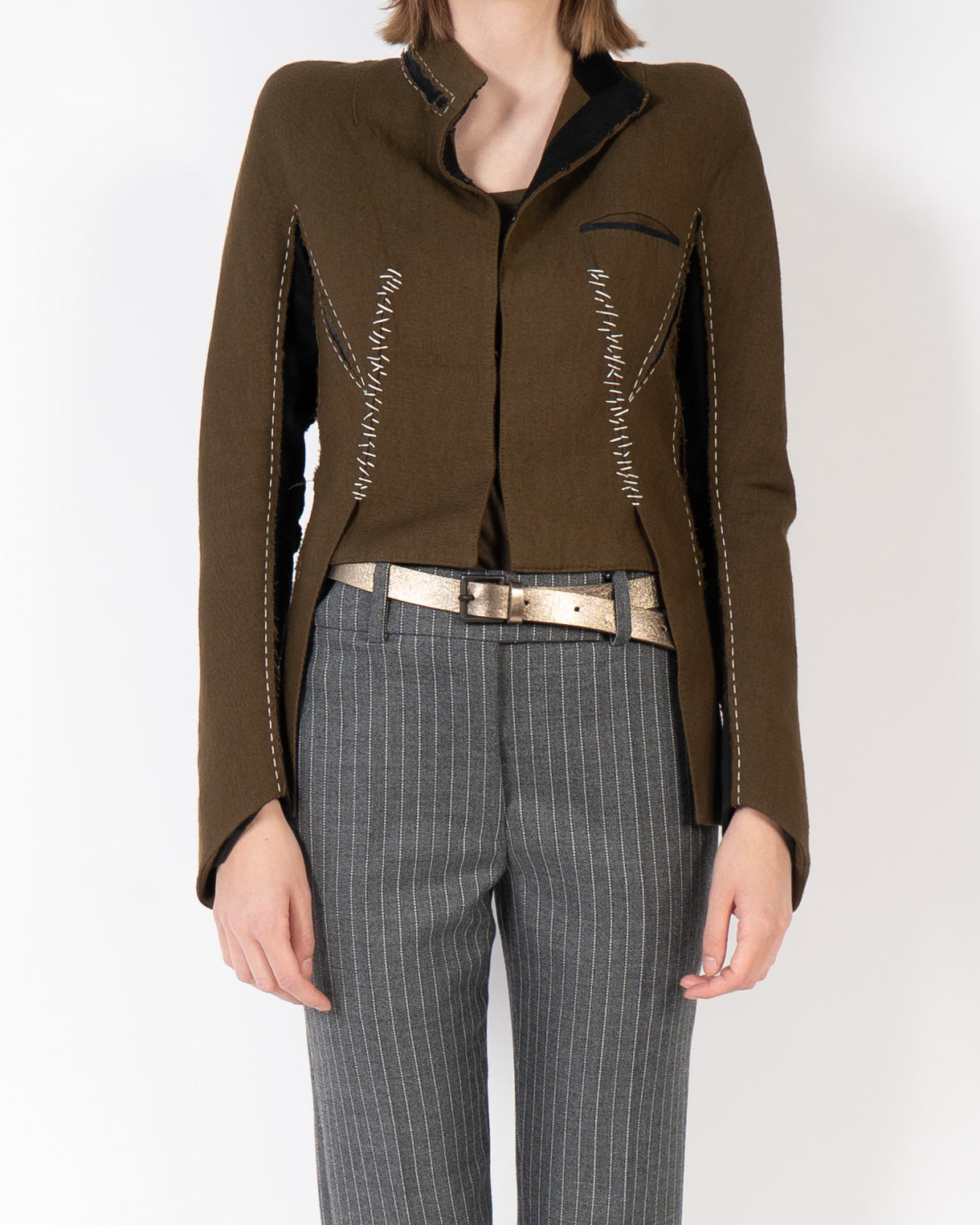 Brown Stitched Wool Jacket