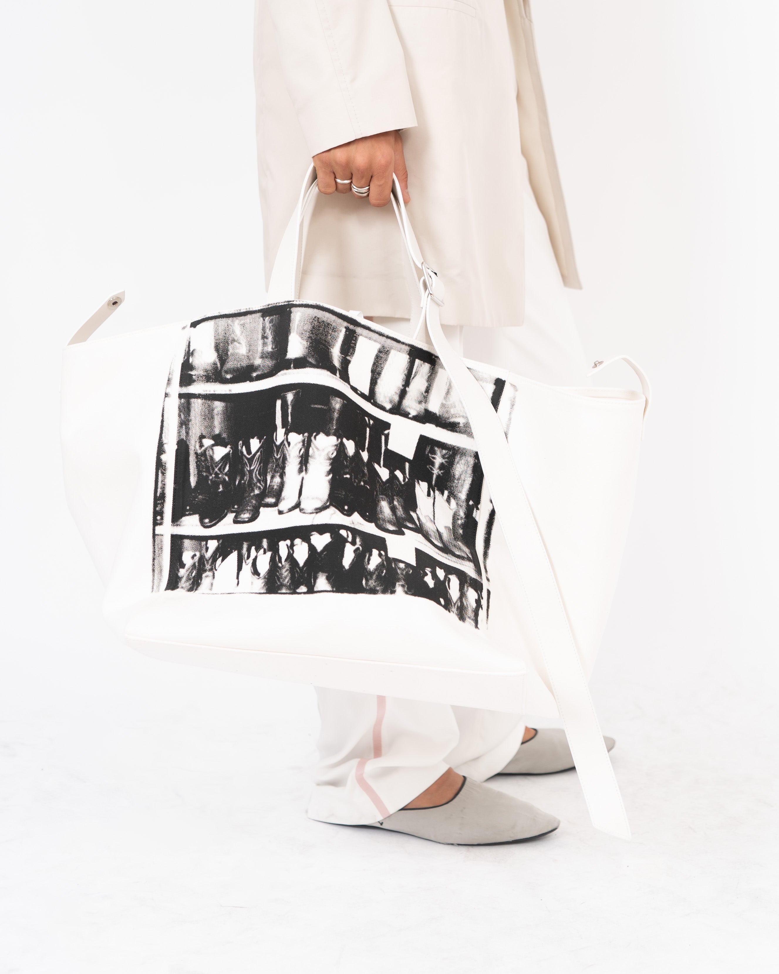 SS18 White Big Warhol Leather Bag
