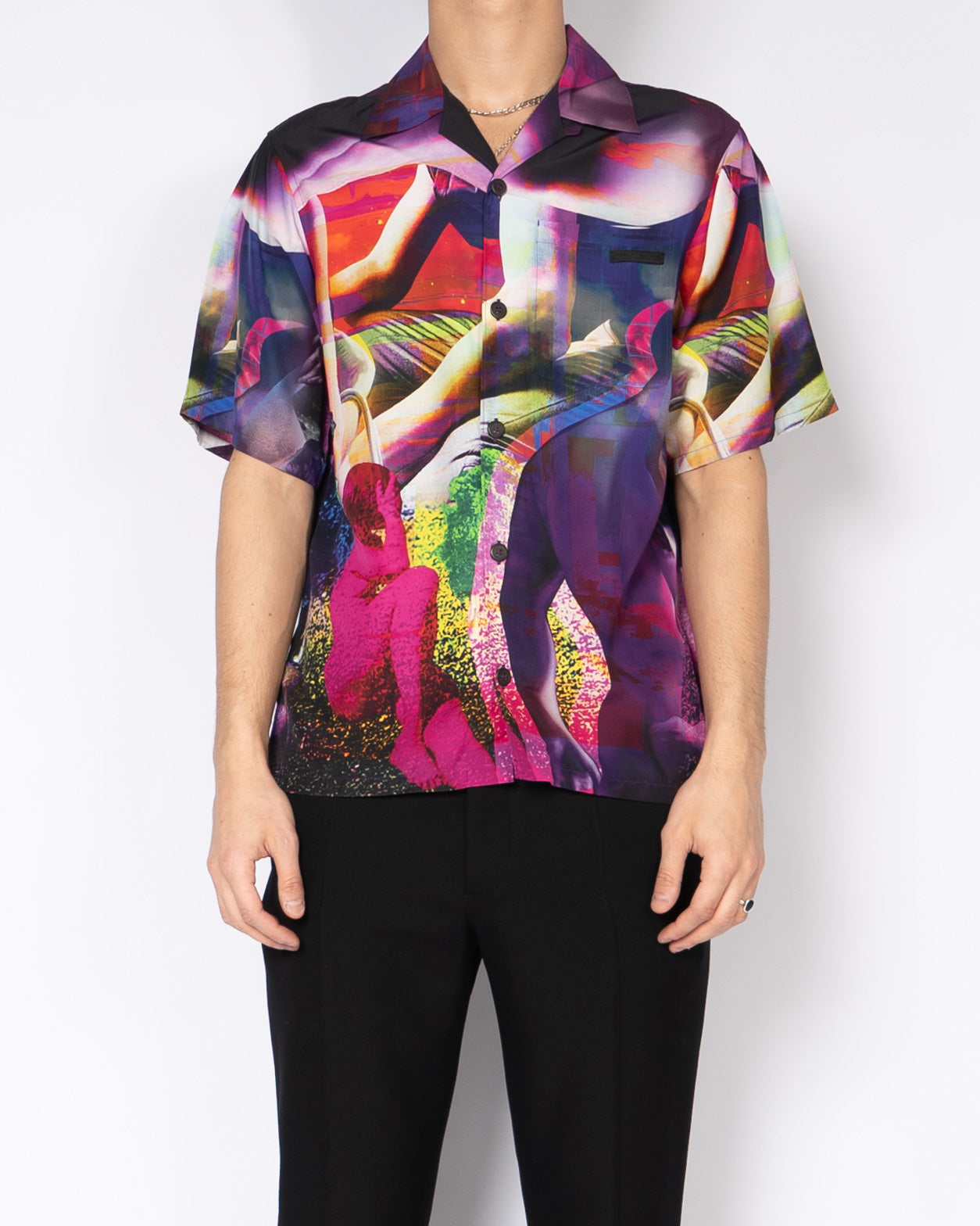 SS19 Purple Statue Print Viscose Shirt