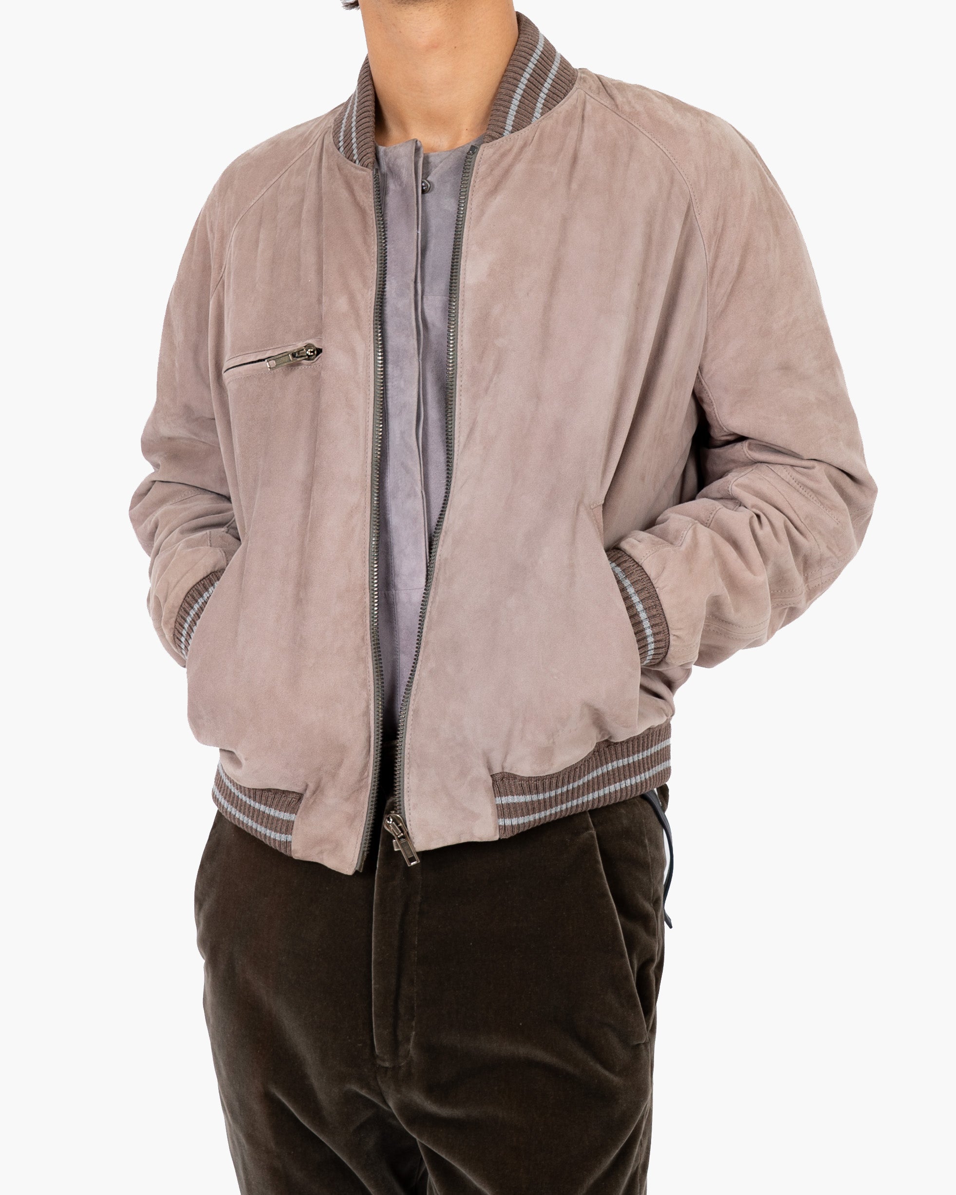 SS15 1/1 Pitonuis Pale Pink Lamb Suede Bomber