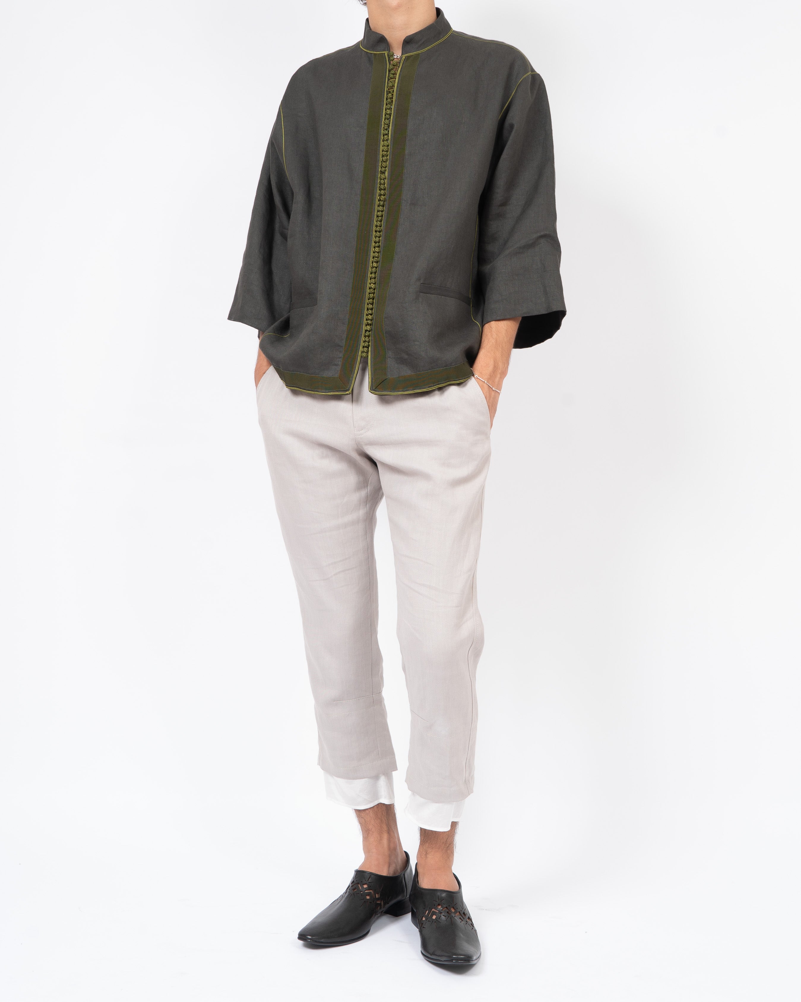 SS19 Khaki Soutache Linen Shirt