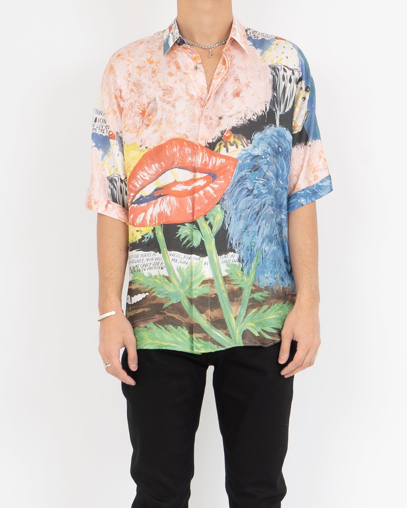 FW19 Raymond Pettibon Print Silk Shirt