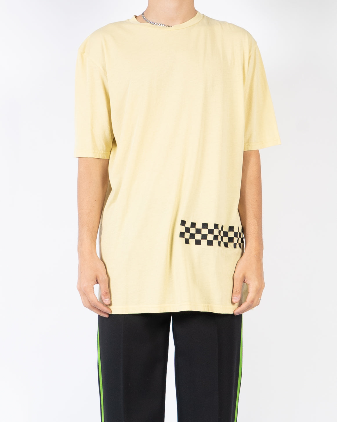 FW19 Yellow Checked Embroidered T-Shirt