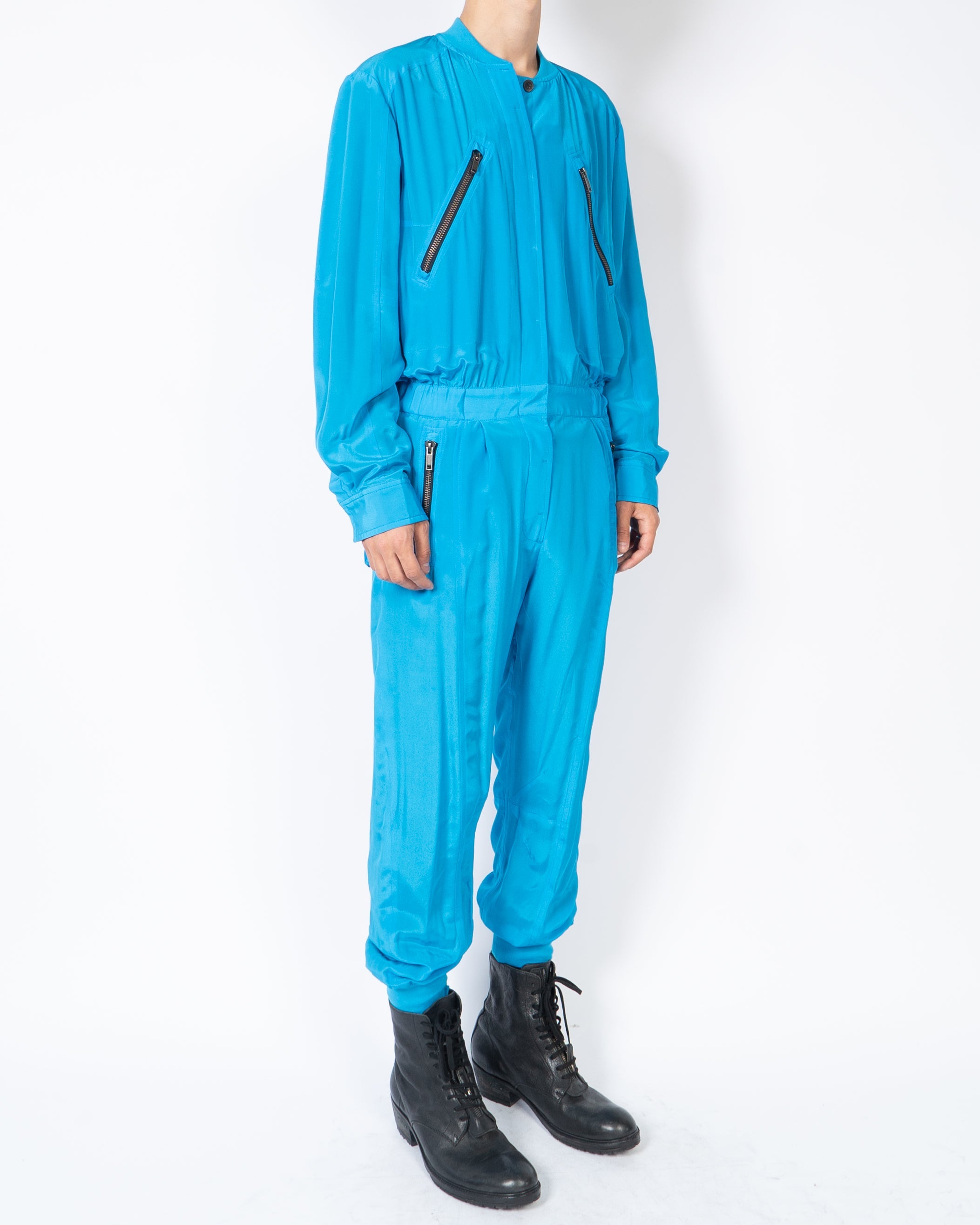 SS19 Light Blue Military Silk Jumpsuit