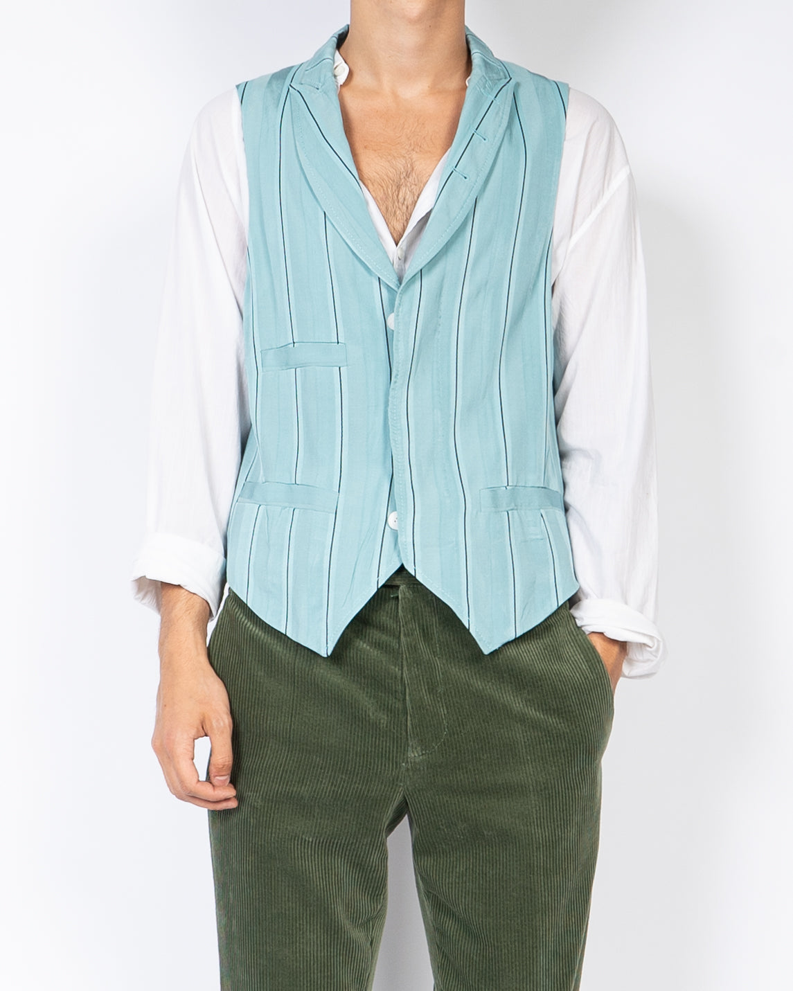 SS18 Light Blue Striped Waistcoat