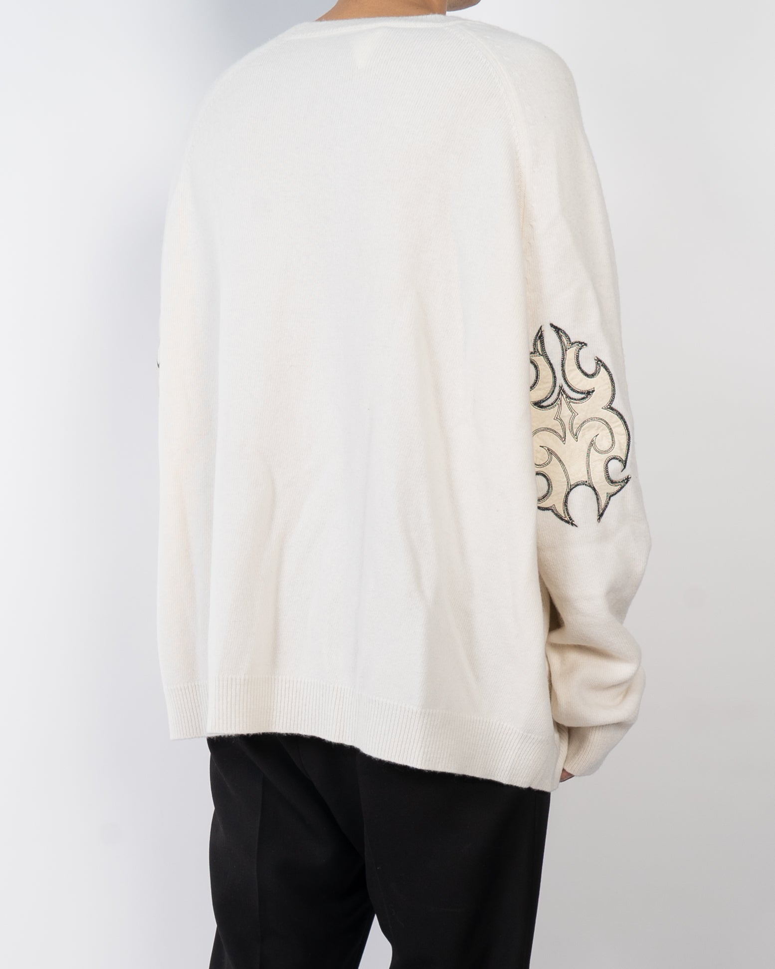 FW17 Oversized Tribal Patch Sweater in Ivory Wool