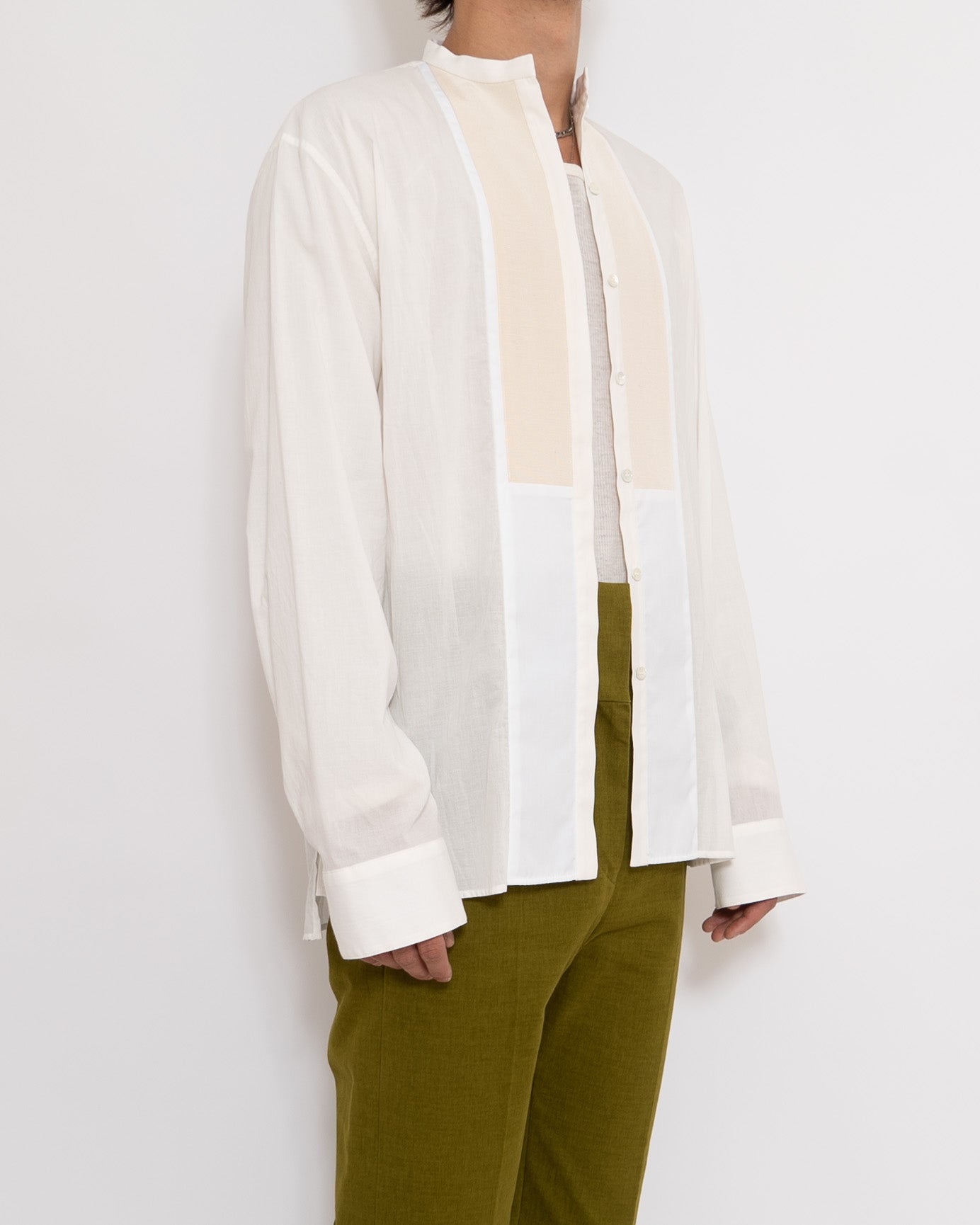 SS19 Contrast Detail Ivory Shirt