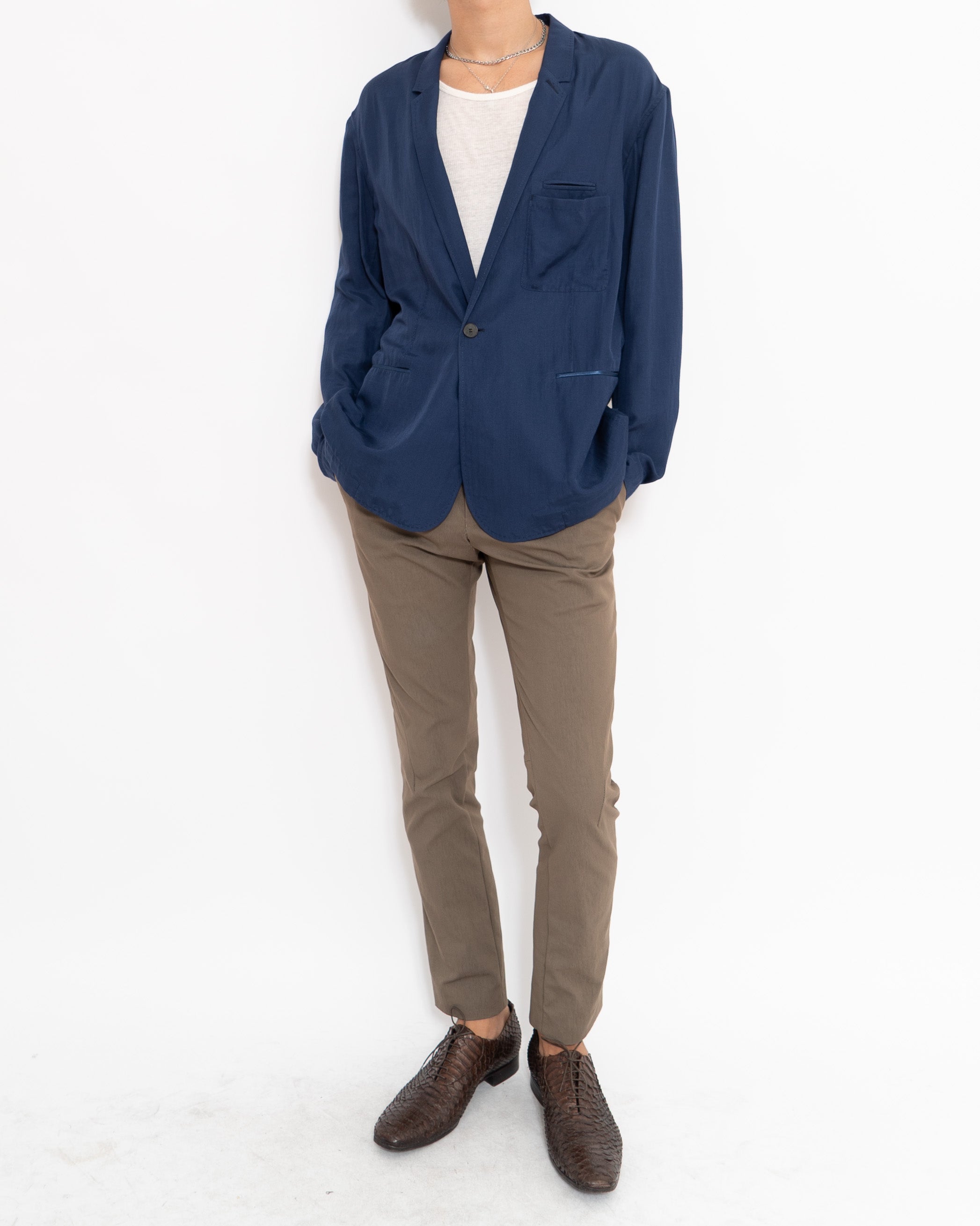 SS20 Oversized Shirt Blazer in Blue Cotton