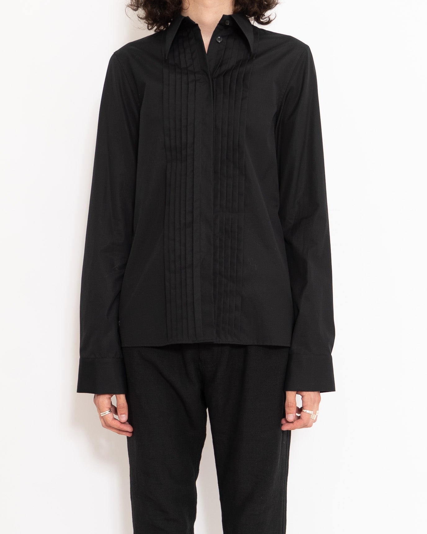 FW20 Pleated Baron Black Shirt Sample