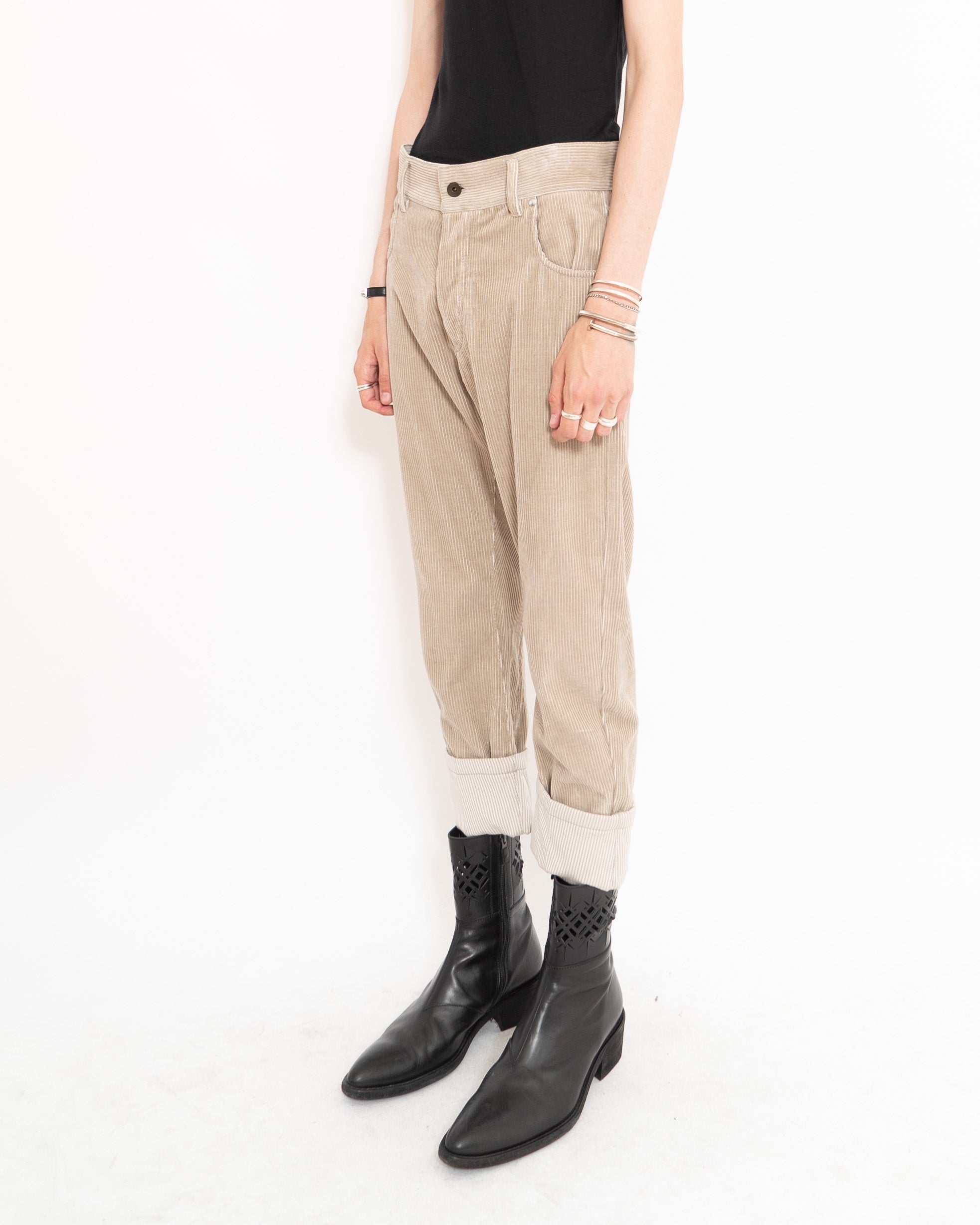 FW16 Beige Deconstruced Cord Trousers Sample