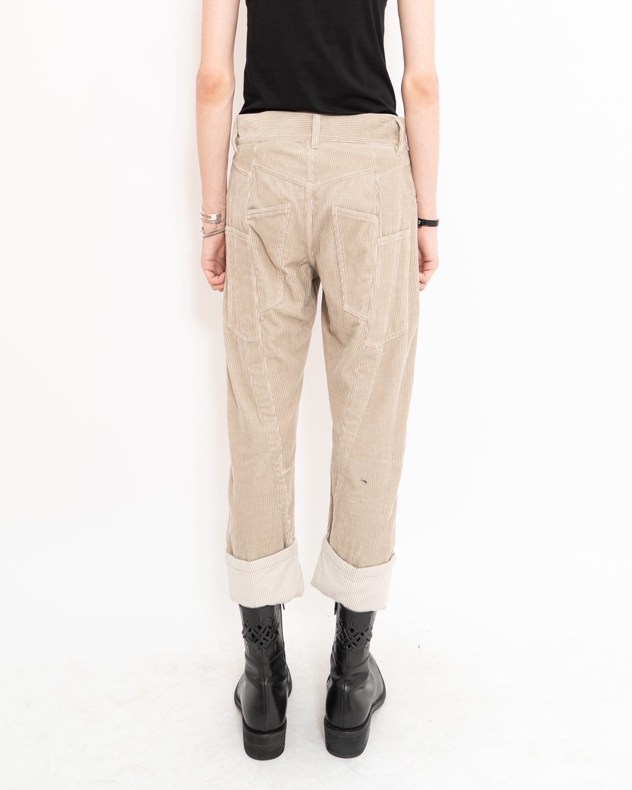FW16 Beige Deconstruced Cord Trousers Sample