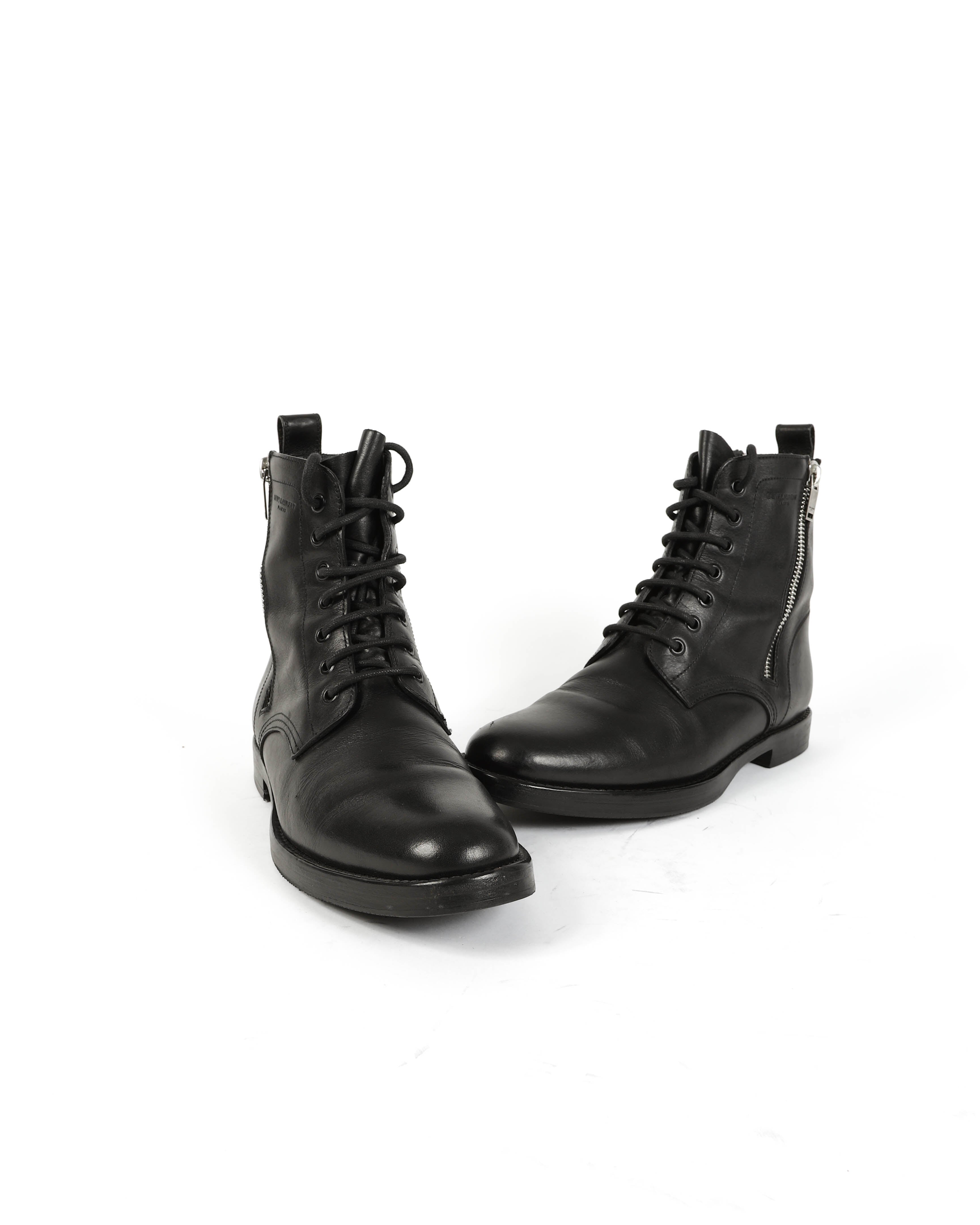 FW15 Double Zip Ranger Boots in Black Leather