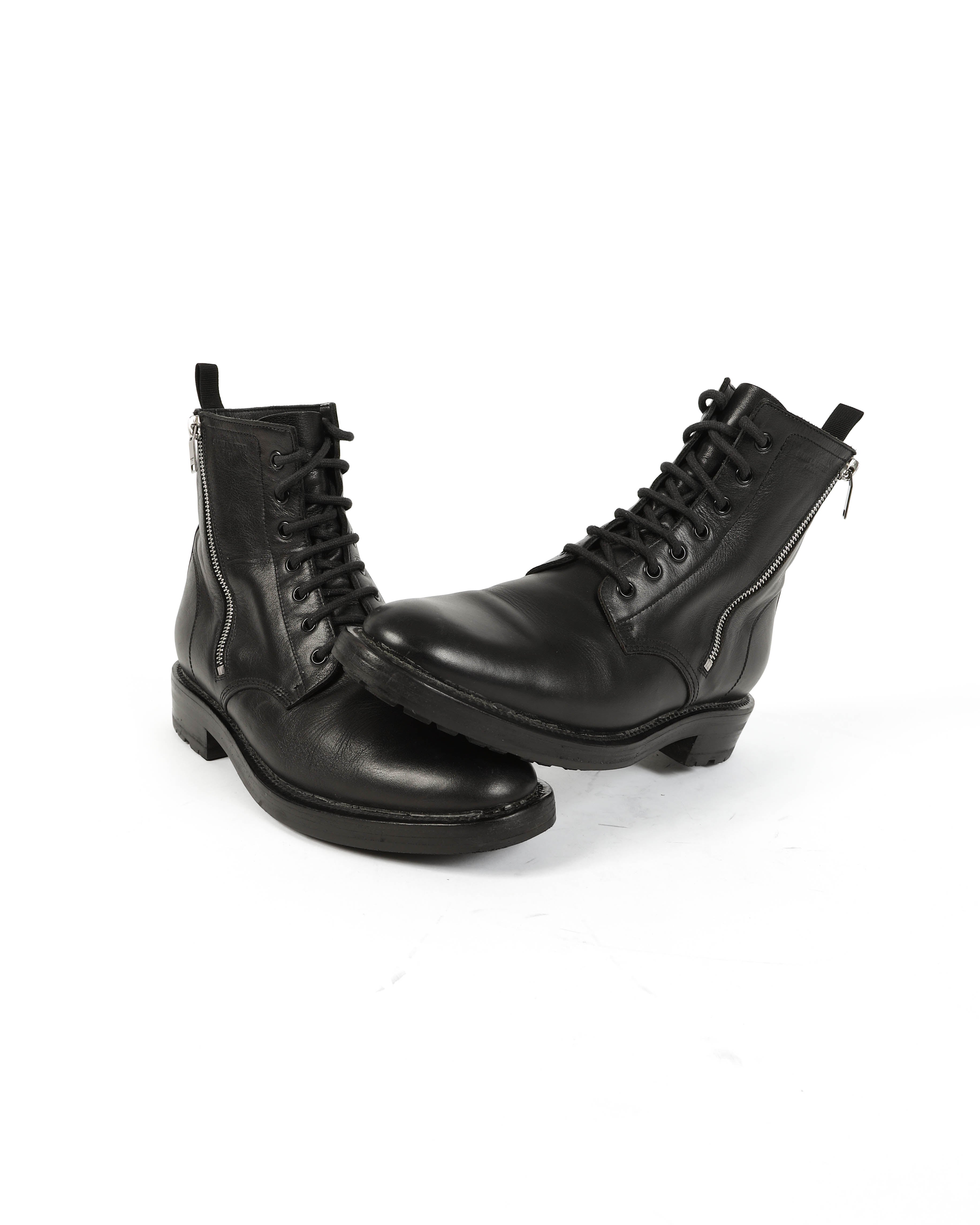 FW15 Single Zip Ranger Boots in Black Leather