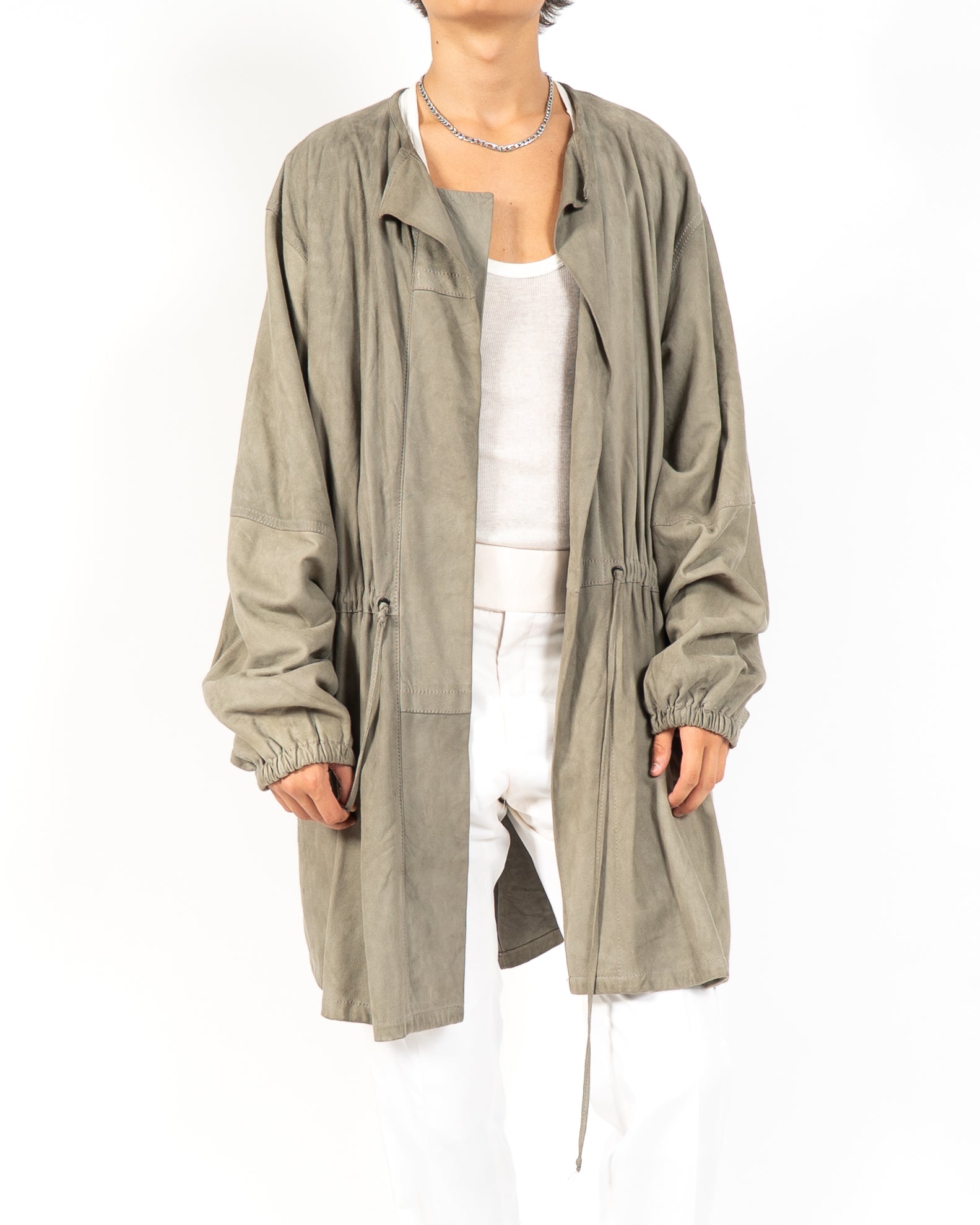 SS08 Oversized Open Coat in Grey Suede