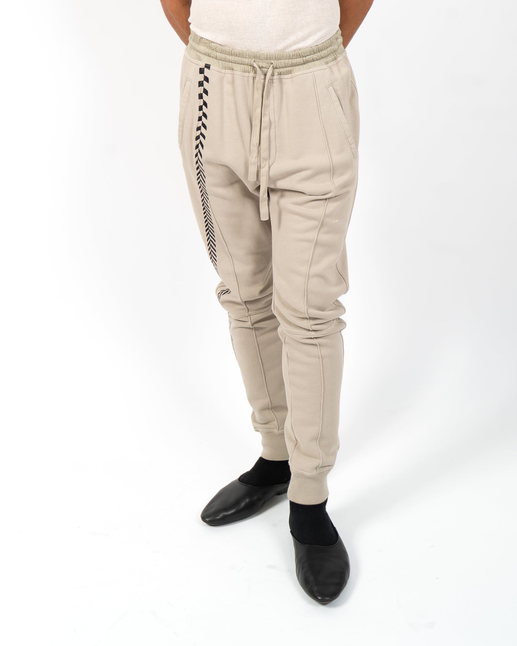 FW19 Embroidered Sweatpants in Beige Perth Cotton