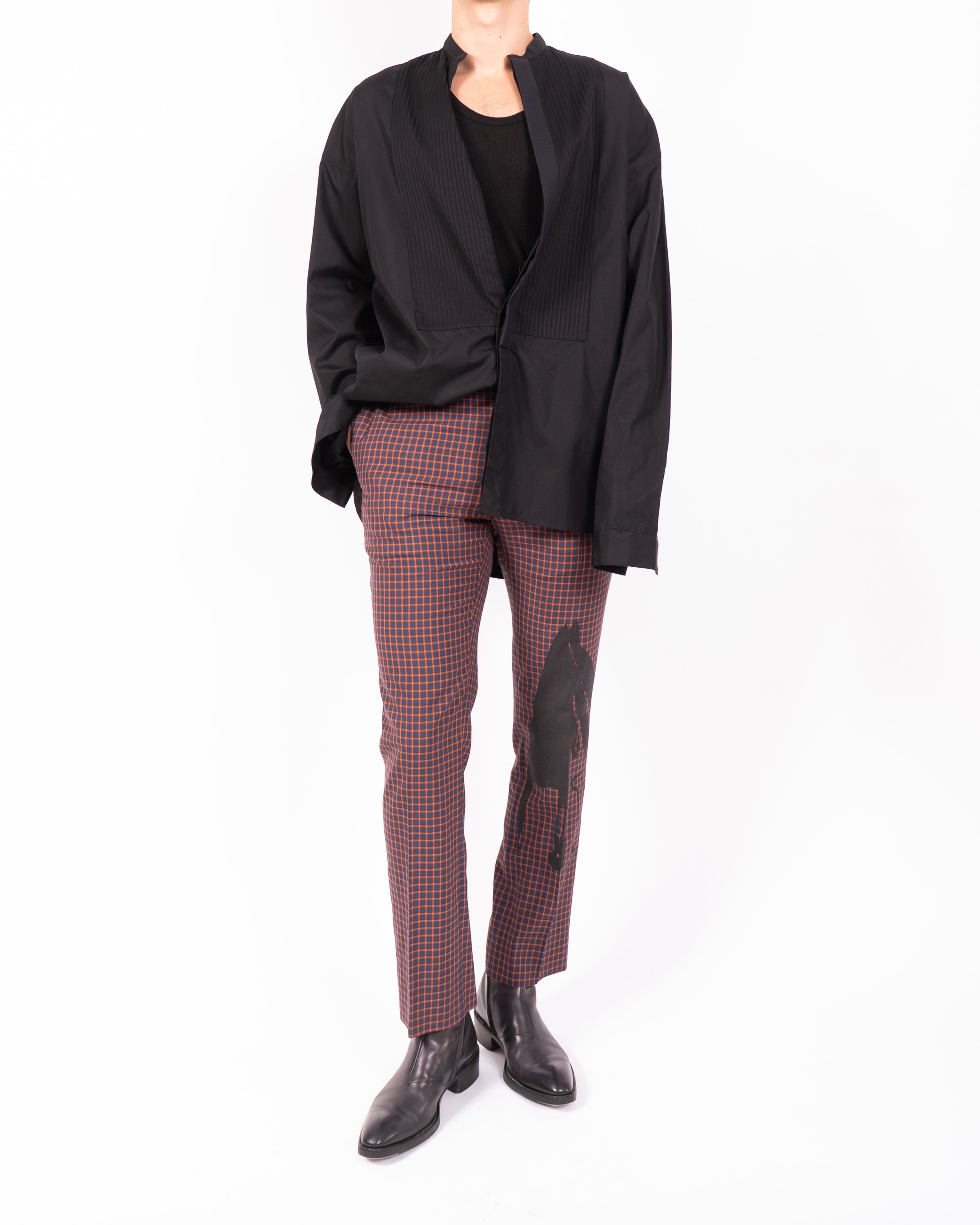 SS13 Oversized Plisse Detail Shirt in Black Cotton