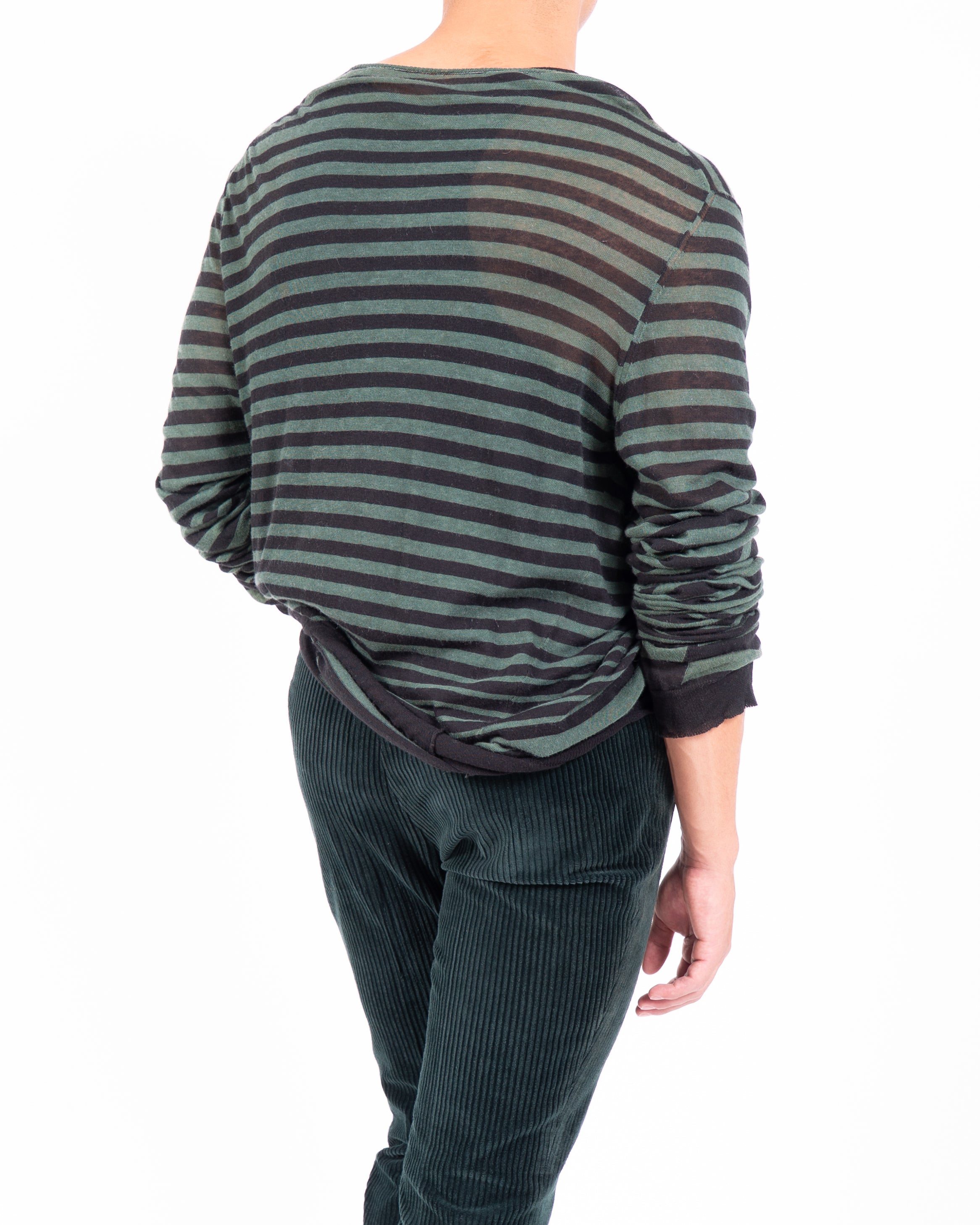 SS16 Striped Longsleeve in Black & Green Wool